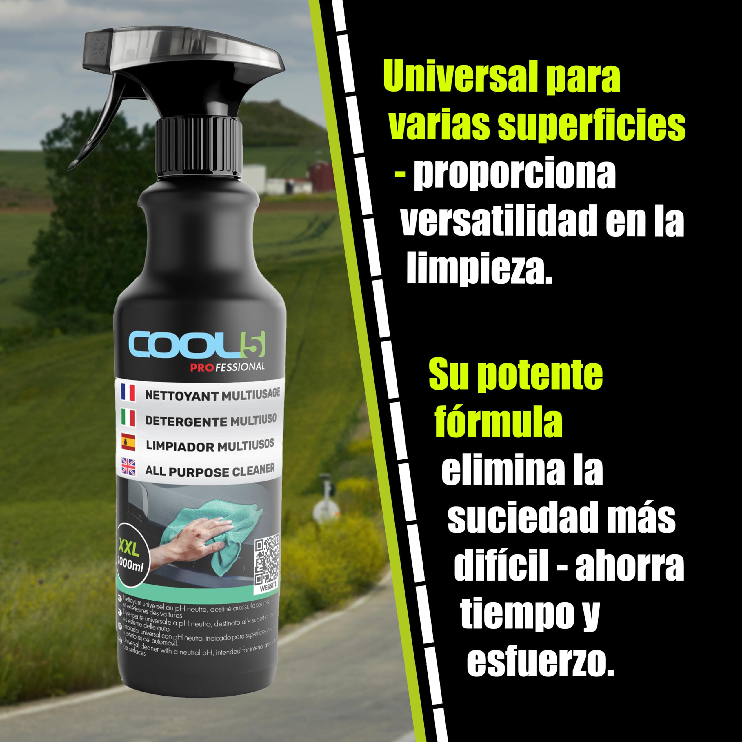 cCOOL5 XXL kit completo para el cuidado del coche, 8x1000 ml - sprays para el cuidado del coche + APC 500 ml