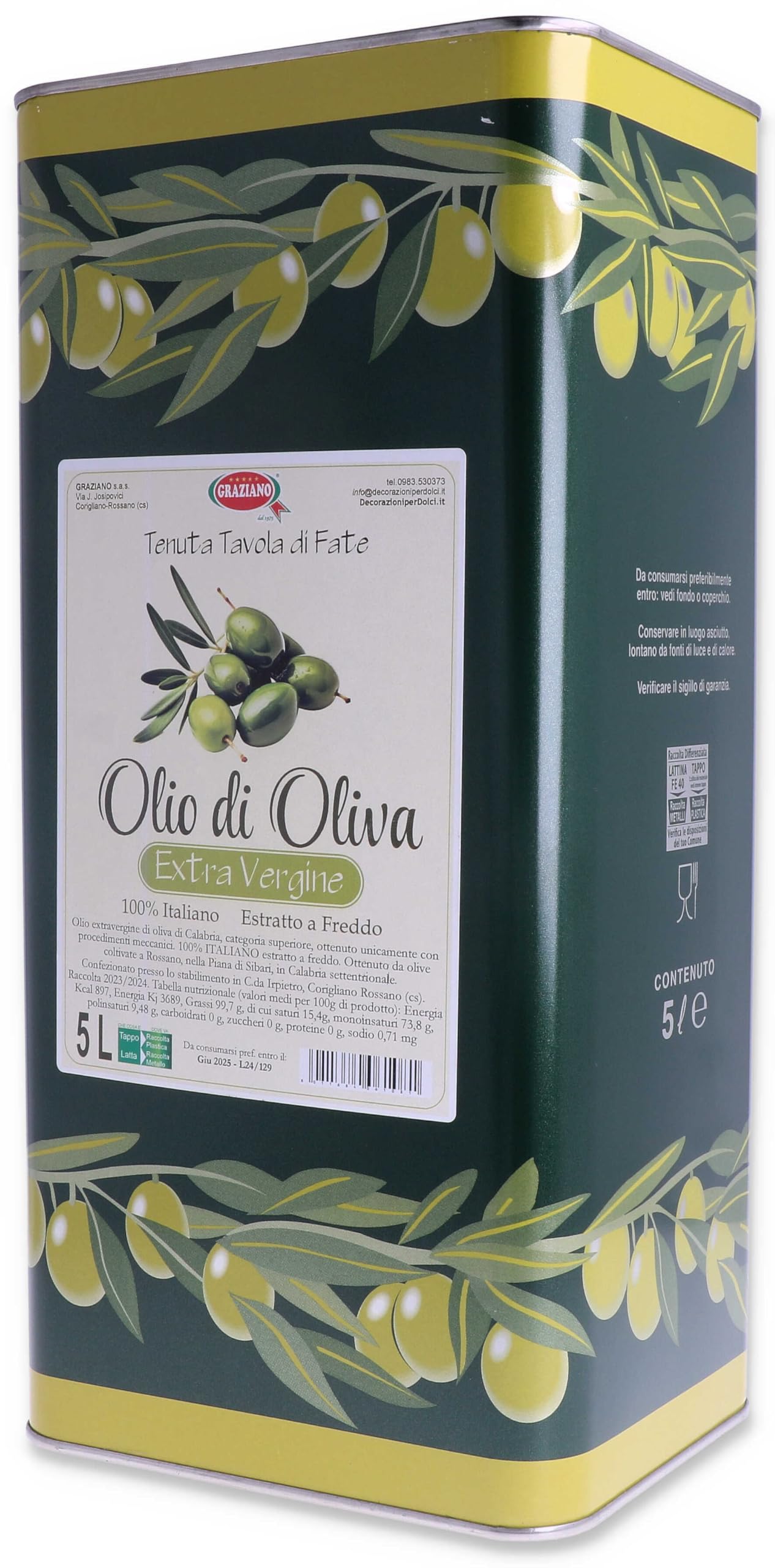 Olio extravergine di Oliva di Calabria 5 Lt.