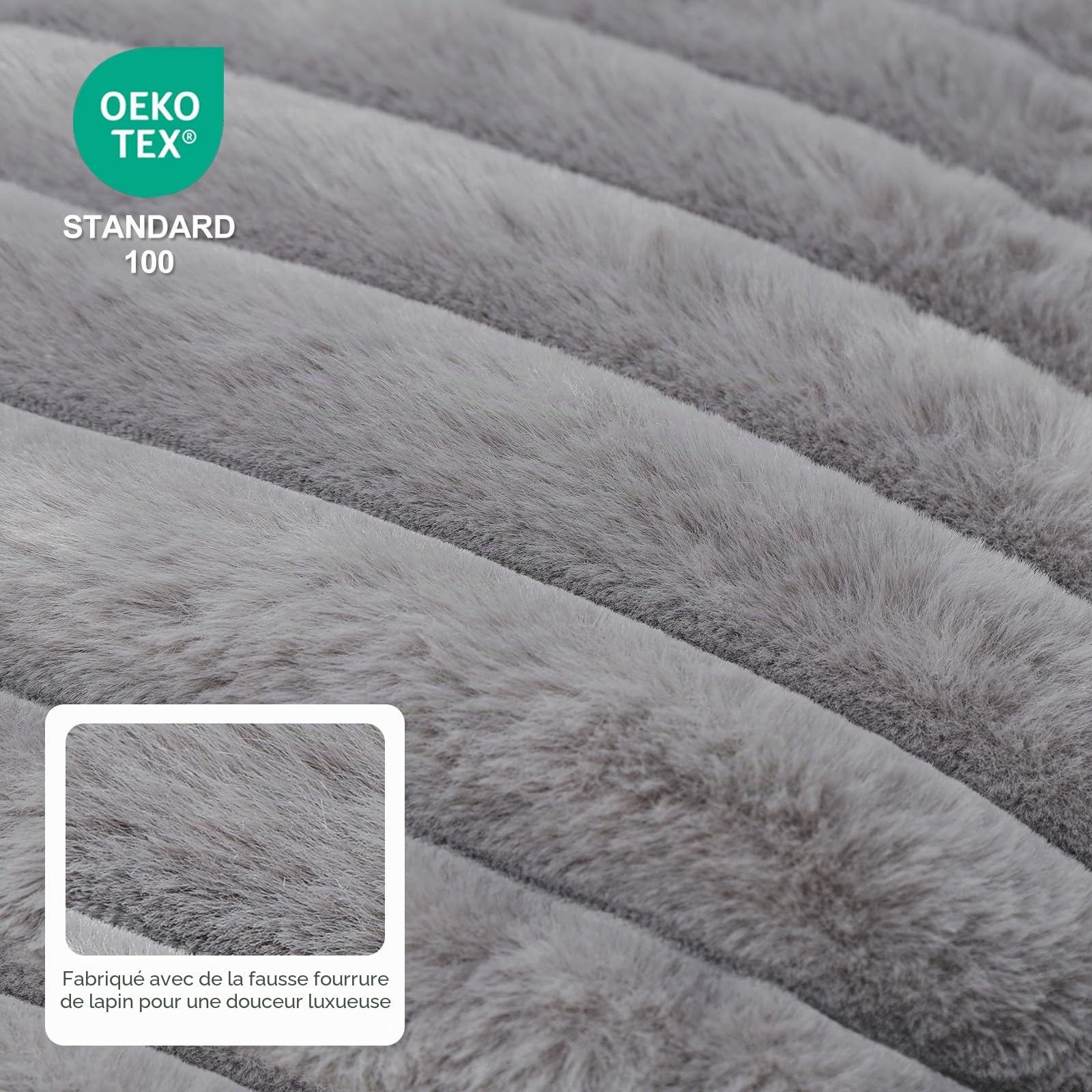 Panier Chien Taille Grande: Tapis pour Chien (106 x 70 x 7 cm) | Lavable en Machine – Tissu en Peluche Douce – Fond Antidérapant - Idéal pour le salon la cage le coffre de voiture Gris