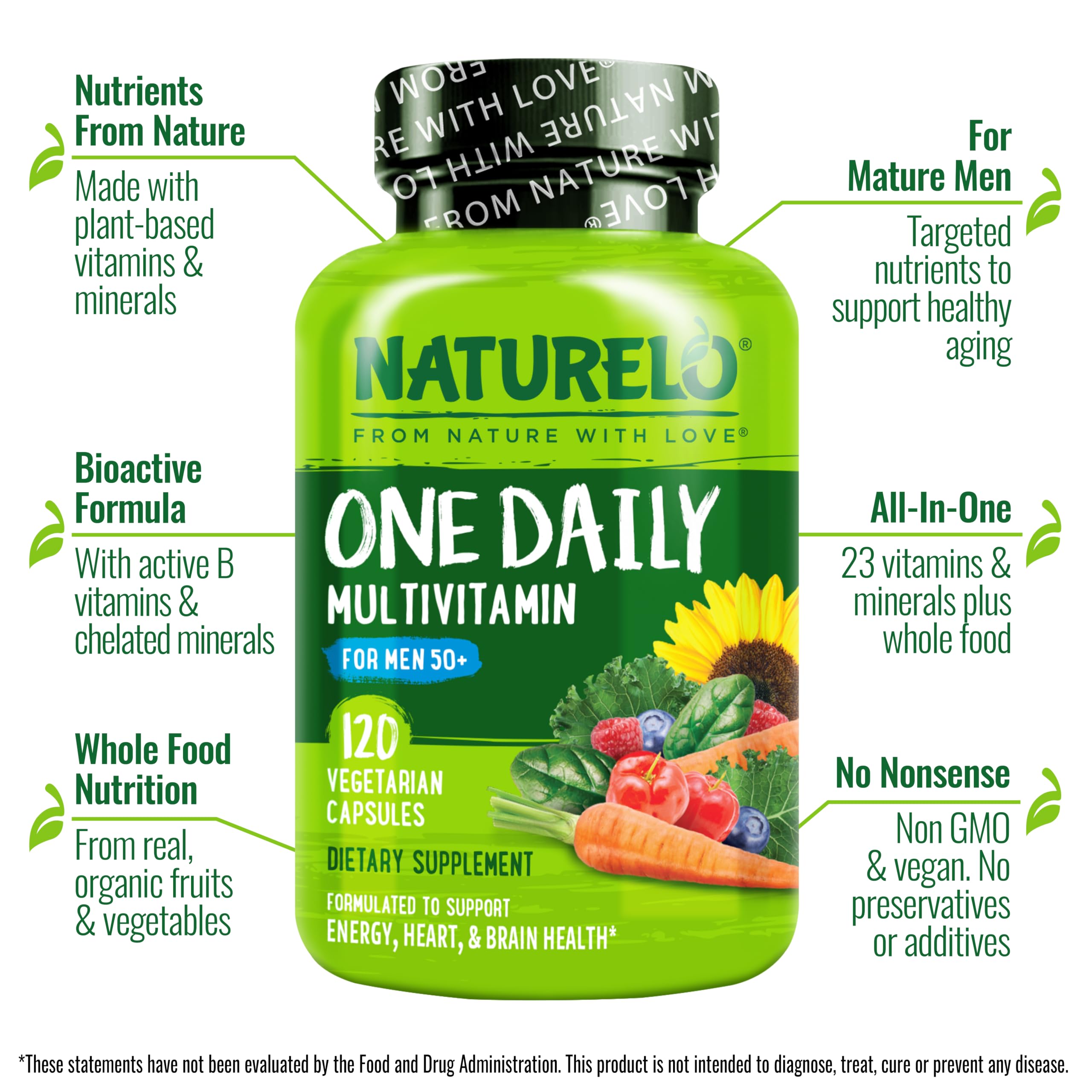NATURELO Multivitamin for Men 50+ - One Daily, 120 Vegetarian Capsules — Amazon image 2
