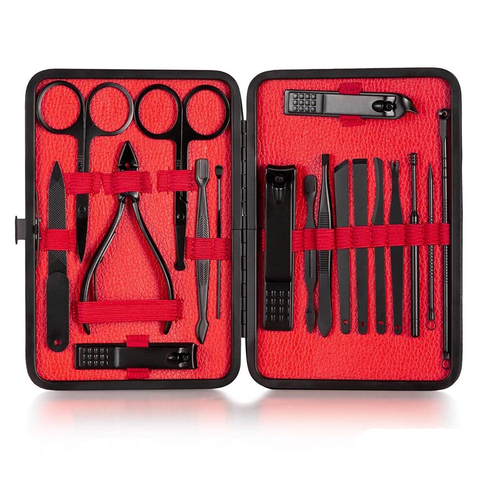 Coupe-ongles professionnel en acier inoxydable : kit manucure 18 pièces rouge