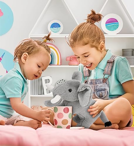 Miniatura 5 de DolliBu Animal de peluche de elefante – Elefante de pie suave y abrazable, adorable peluche de zoológico para jugar, lindo regalo de safari de vida