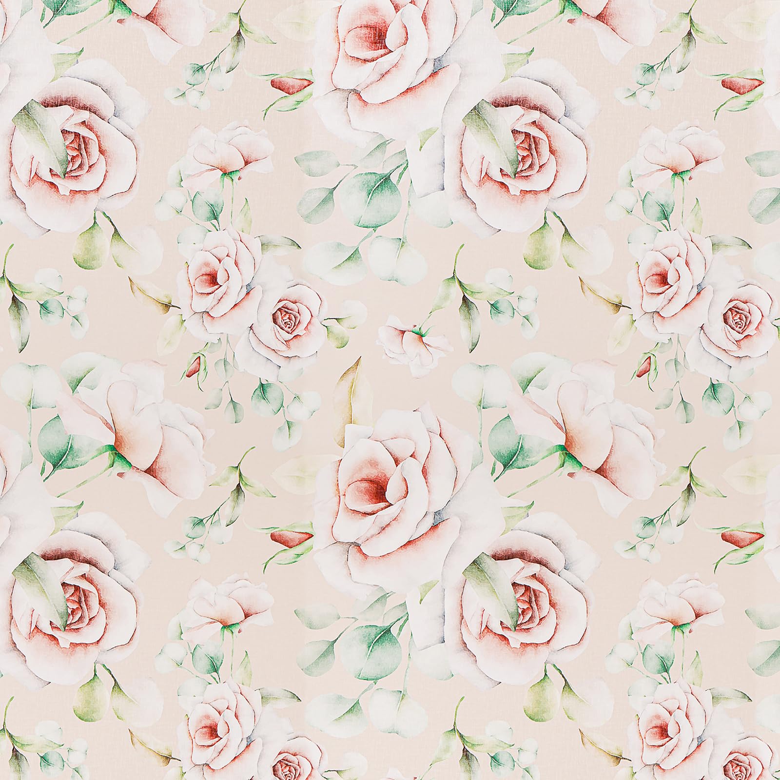 FENTIS Self Adhesive Wallpaper Beige Floral Vinyl Wrap Sticky Back Plastic