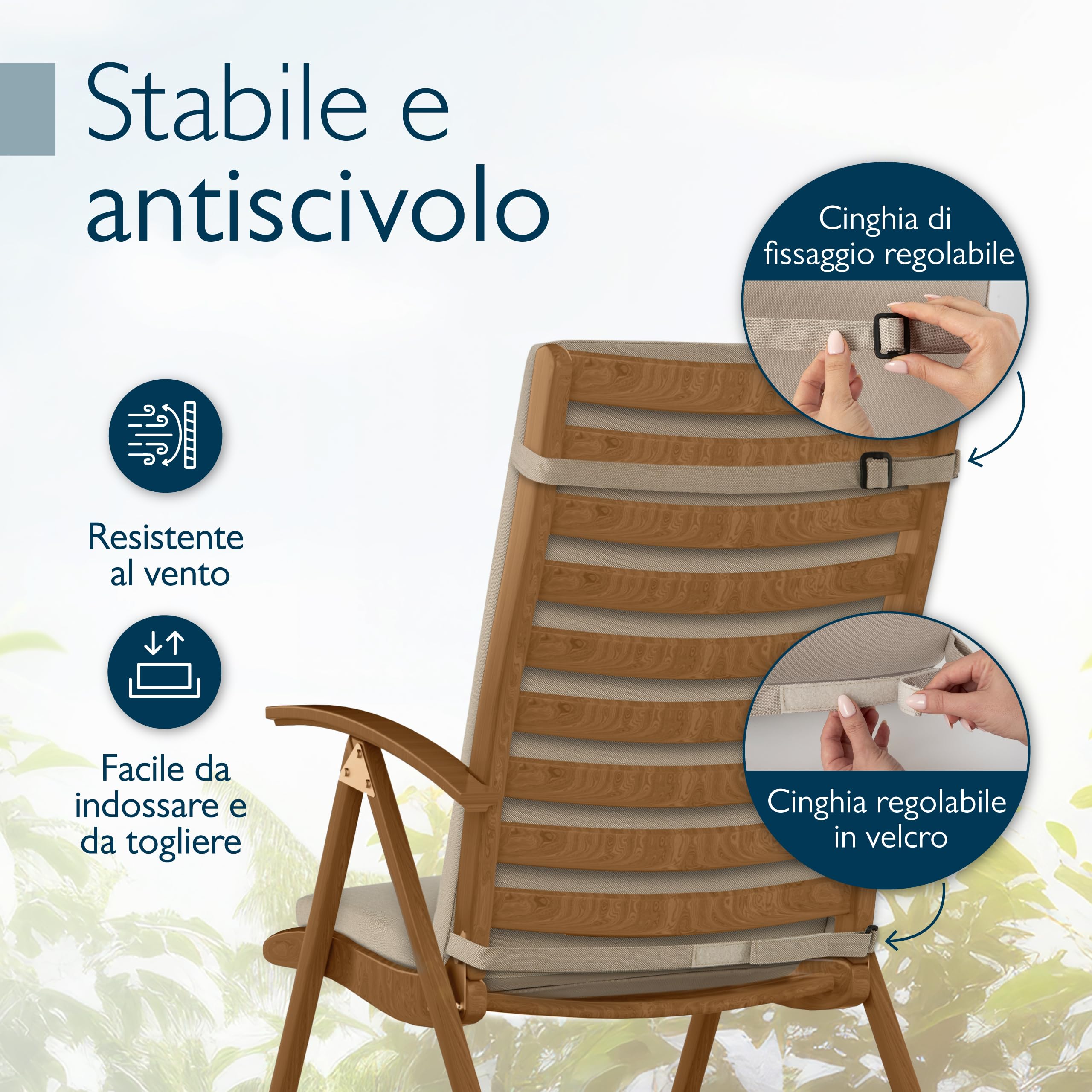 Beautissu Premium Set di 4 Cuscino Sedia Giardino Schienale Alto resistenti | 120x50cm beige 100% impermeabili UV comodi facili pulire asciugatura rapida Cuscini Sedie Mobili lavabile esterno Quick Dry