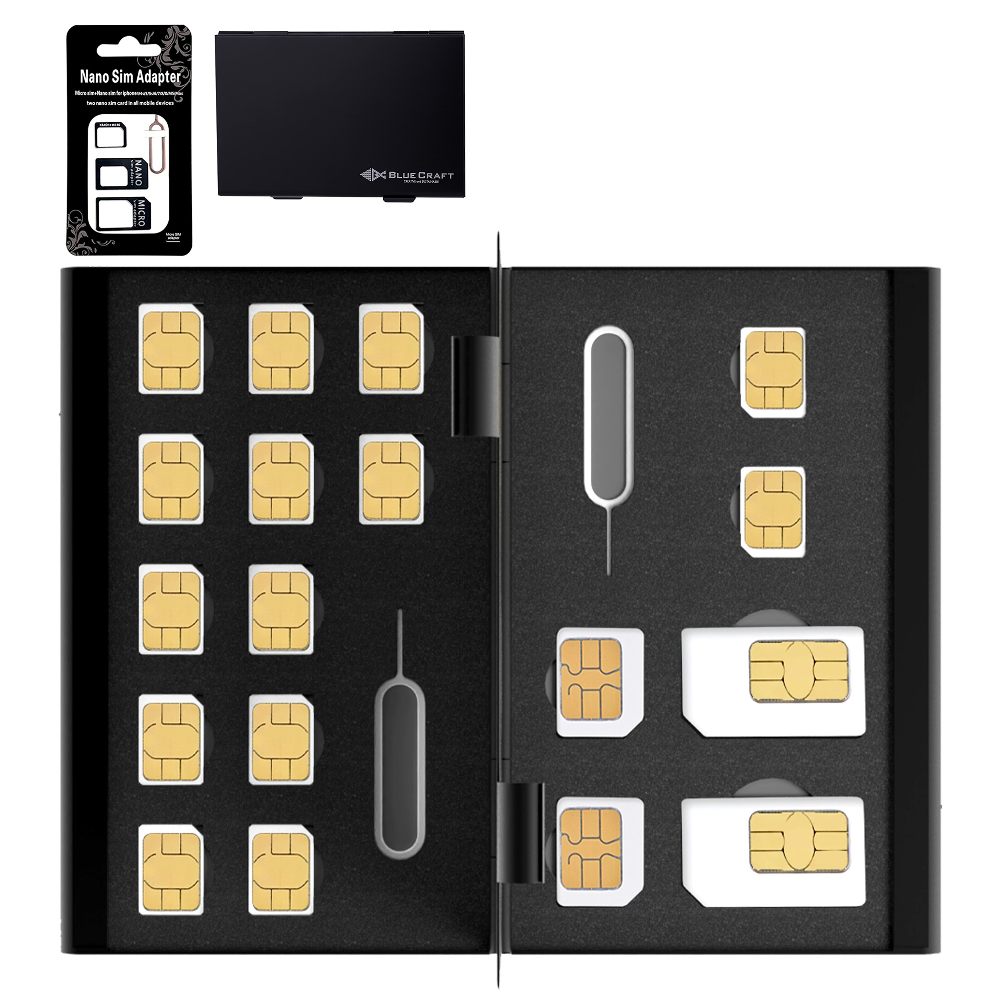 Amazon | BLUECRAFT SIMカードケース 18枚収納【SIM 2枚 + microSIM 2