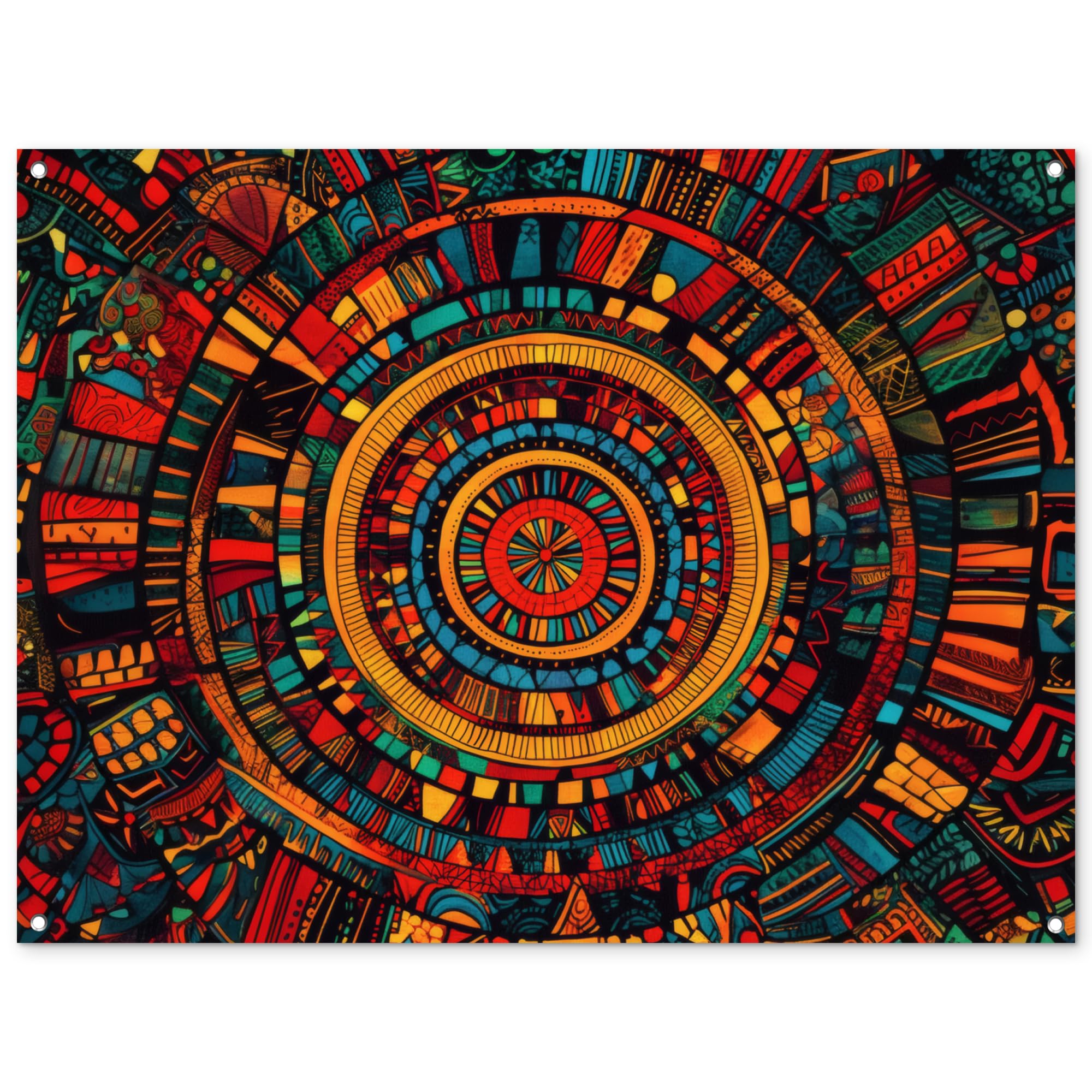 MuchoWow© Decoracion Jardin Exterior Decoración Pared Póster De Jardín | 120x90 cm - Balcón Wall Decoration Patio Posters Decorativos Terraza Mandala - Círculos - Patrones
