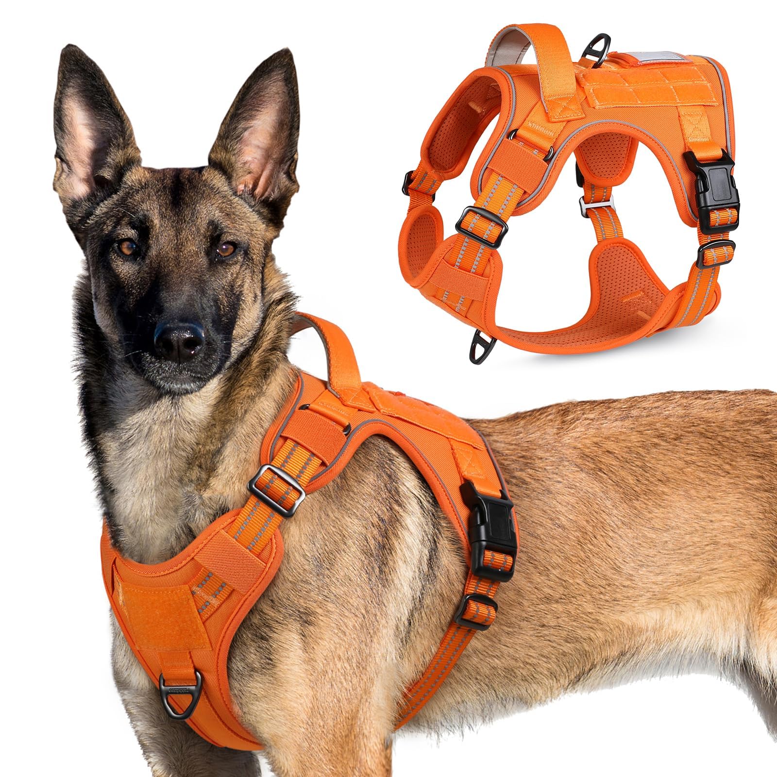 rabbitgoo Tactical Dog Harness for Large Dogs, No Pull Military Service Vest with Handle & Molle, Easy Control for Training Walking, Adjustable