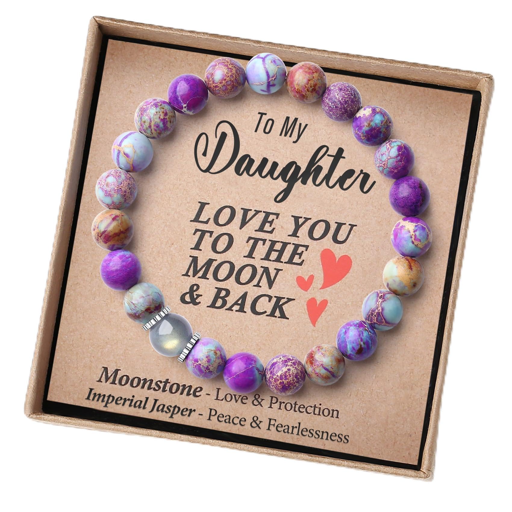 THEMEROL Handmade Gifts for Girls/Women-Love/Protection-Natural Crystal Bracelet for Daughter Granddaughter Niece Sister Mom Aunt Wife