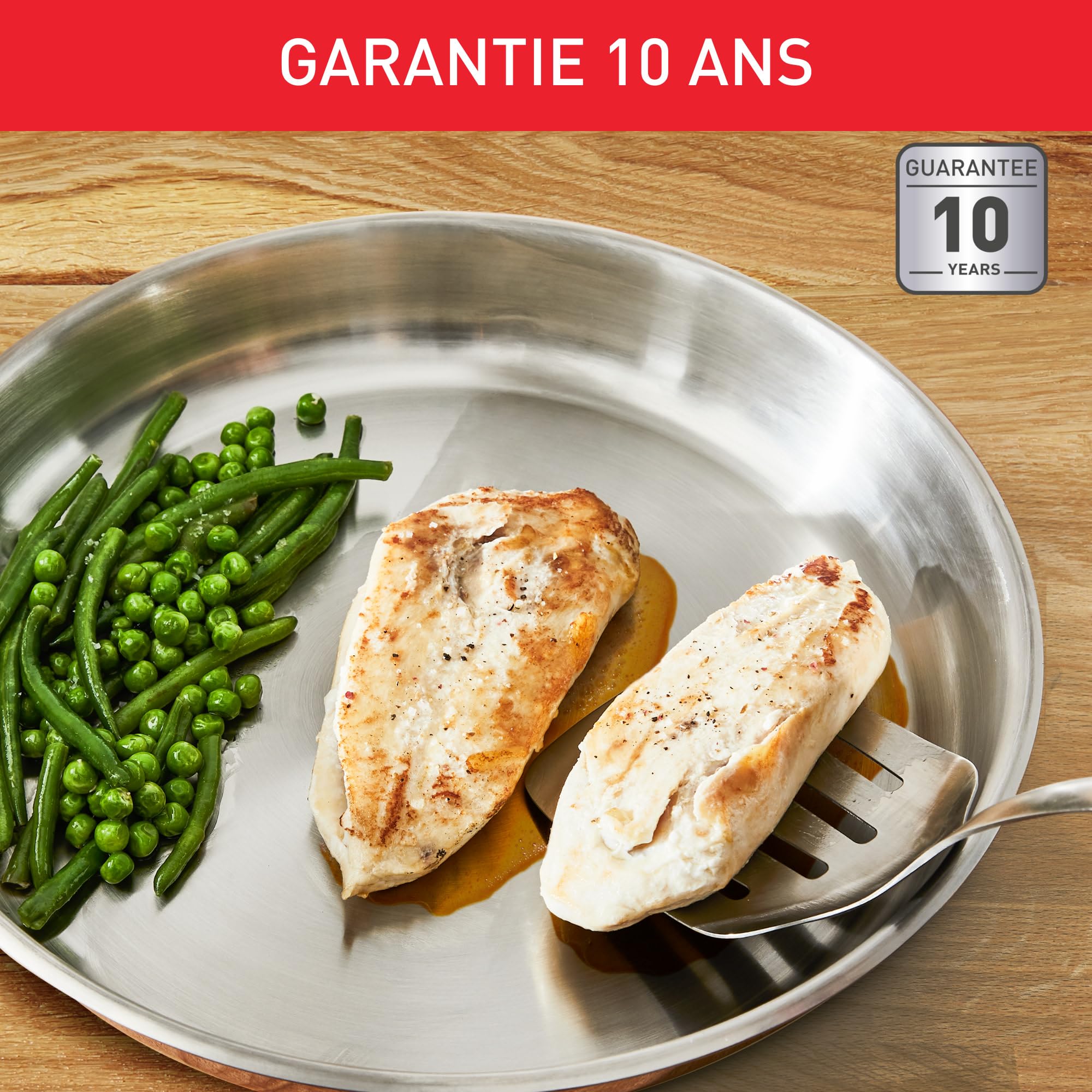 Tefal Duetto On, Batterie de 2poêles 24/28cm, Inox de qualité supérieure, Garantie de 10ans, Résultats croustillants, B866S234