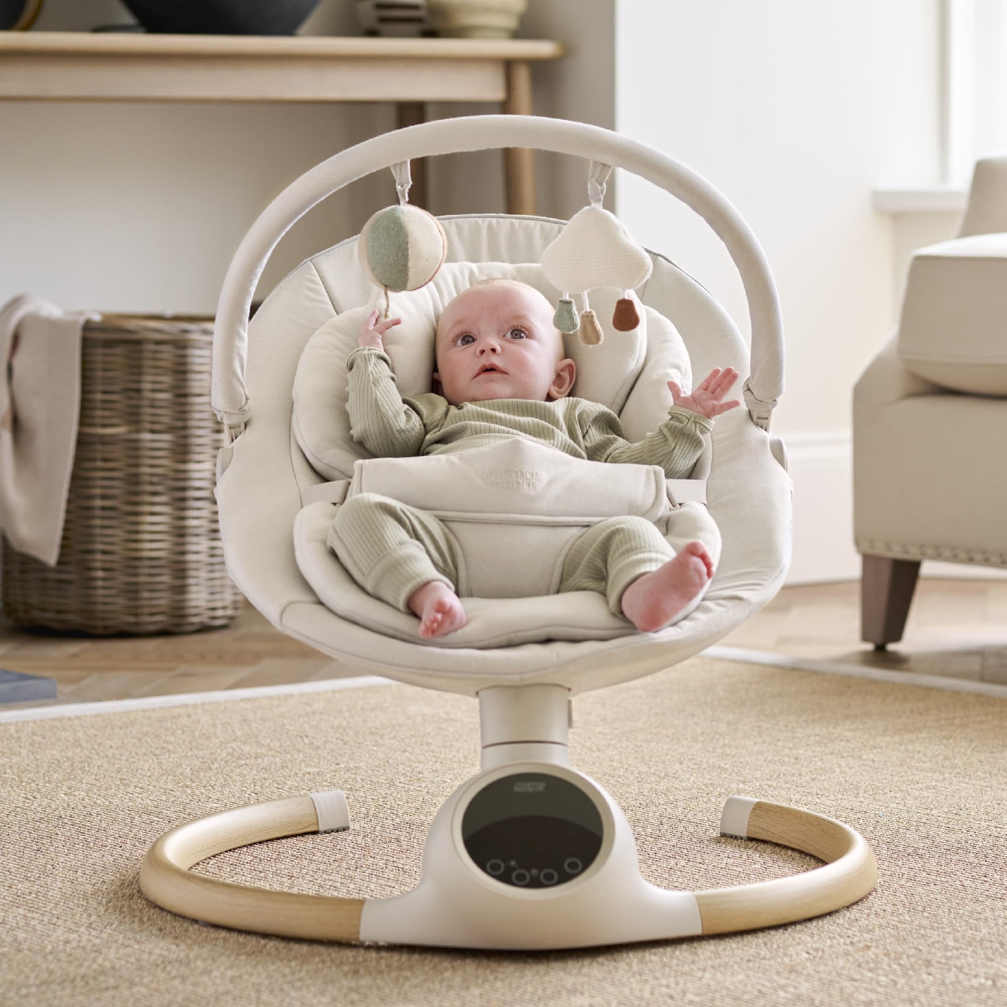Mamas & Papas Alto Smart Baby Swing, Pantalla táctil, multivelocidad, melodías, Bluetooth y Control Remoto, Cachemira