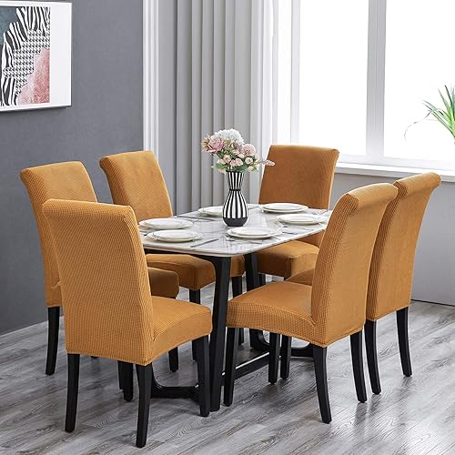 Miniatura 2 de Fundas para sillas de comedor (juego de 2, 4 o 6) extraíbles, lavables, fundas protectoras de tela suave y elástica, para hogar, fiesta, hotel,