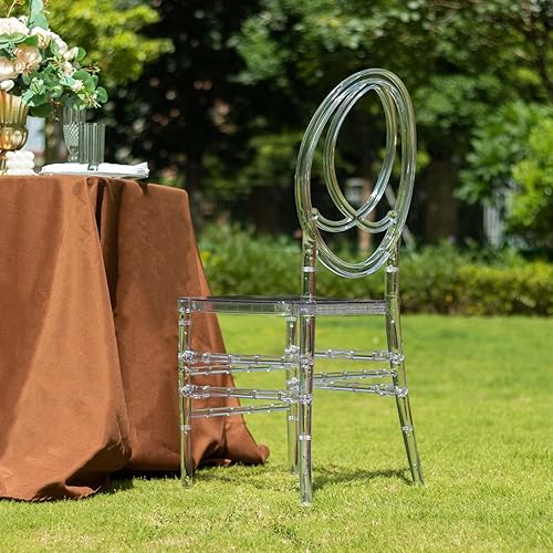Miniatura 6 de Efavormart - Silla apilable de acrílico transparente Phoenix Chiavari, silla con respaldo ovalado sin brazos de resina transparente