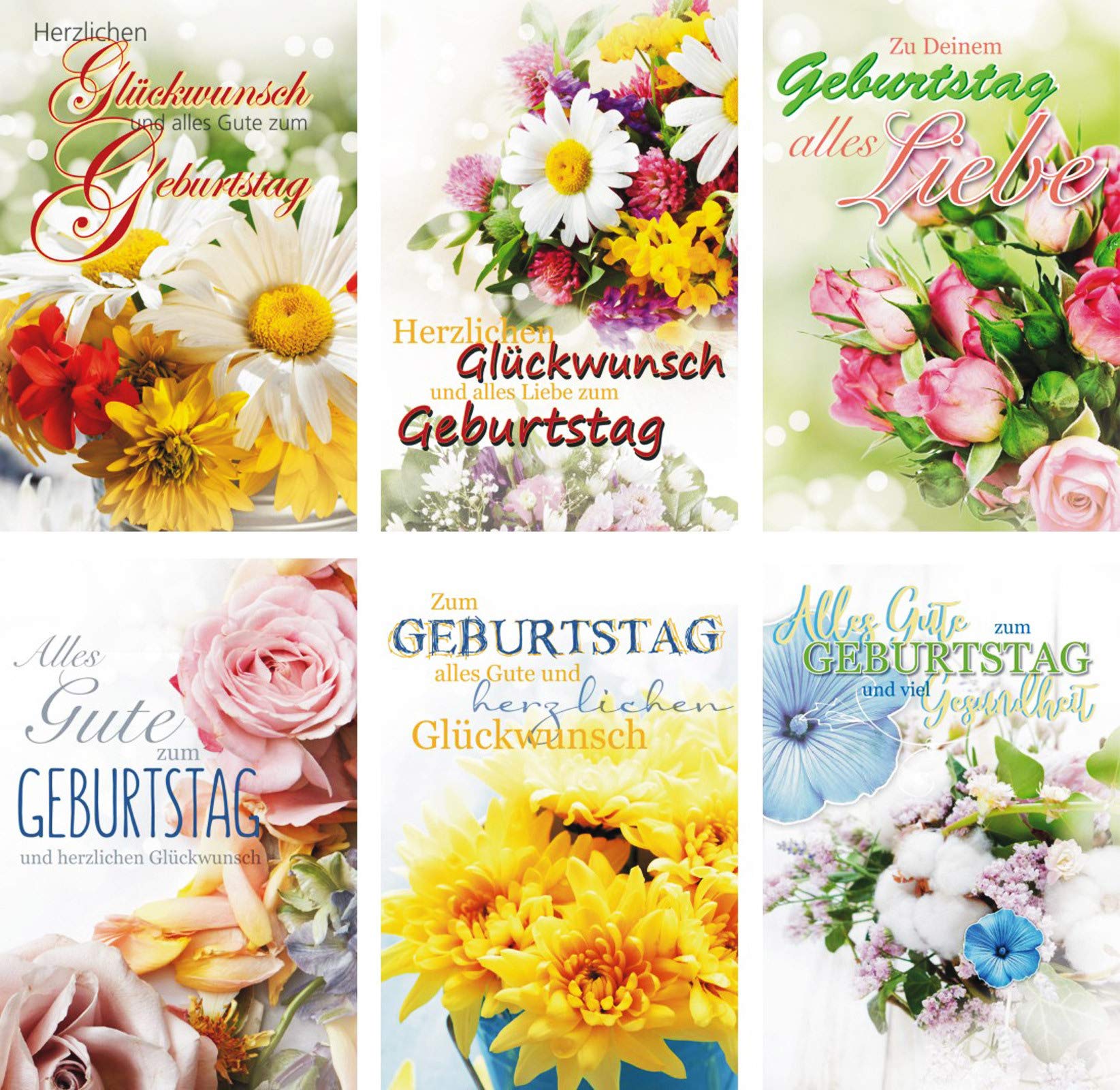 100 Glückwunschkarten zum Geburtstag Blumen 51-0155 Geburtstagskarte Grußkarte