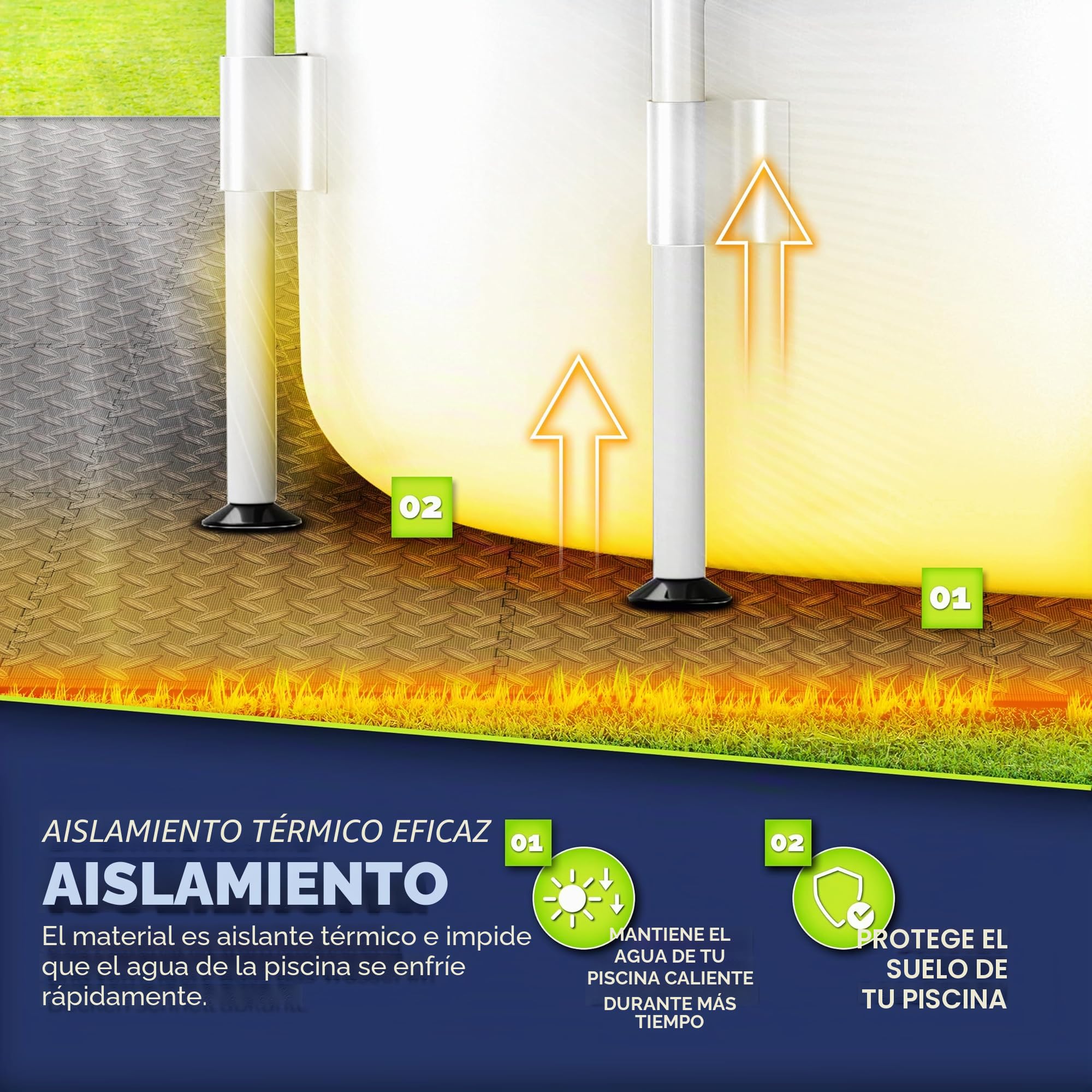 tillvex® Juego de 24 alfombrillas de protección para piscina | Alfombrilla para piscina y piscina infantil | Alfombrilla de piscina al aire libre | Alfombrilla de protección térmica para piscina |