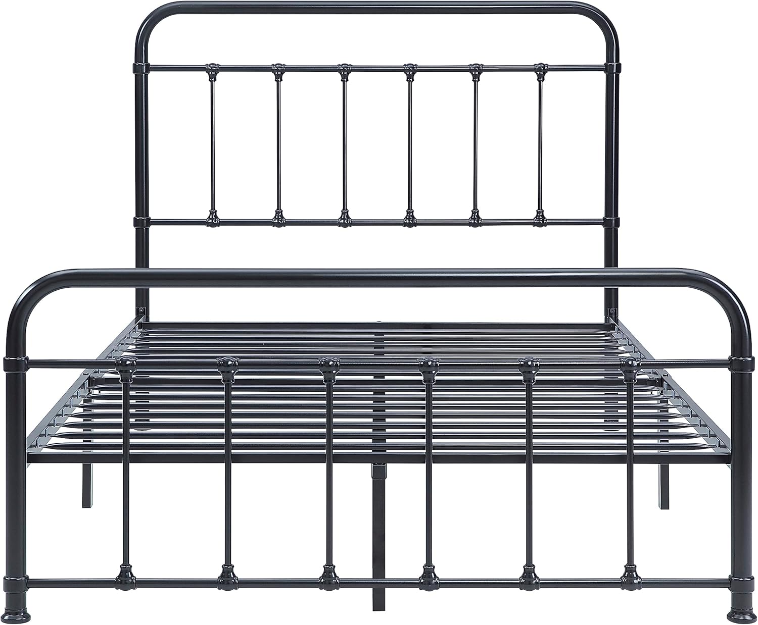 Lexicon Full Platform Bed Frame with headboard, Traditional Bed Frame Full Size, Strong Metal Slat Support, All Metal Frame and Platform Base with 14 slats, No Box Spring Needed, Black