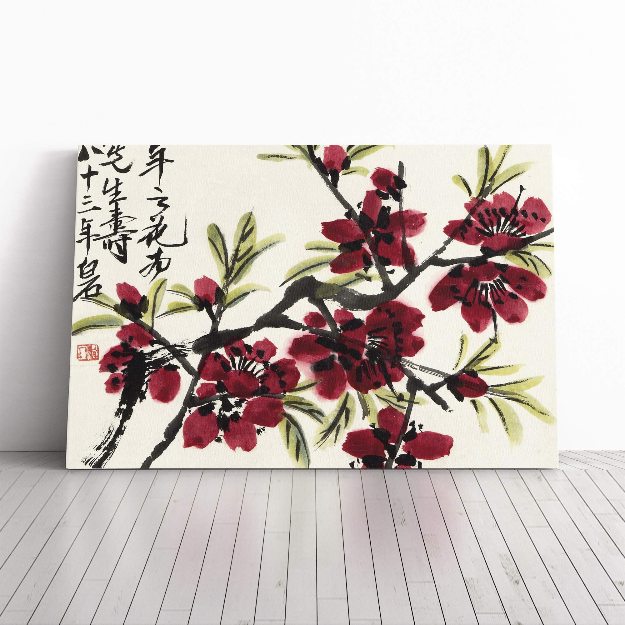 Wu Changshuo Oriental Floral Canvas Print | Gallery Wrapped 30mm Frame Wall Art | 24x16 inches | Ready to Hang | Modern Floral Picture | Living Room Bedroom Lounge Office