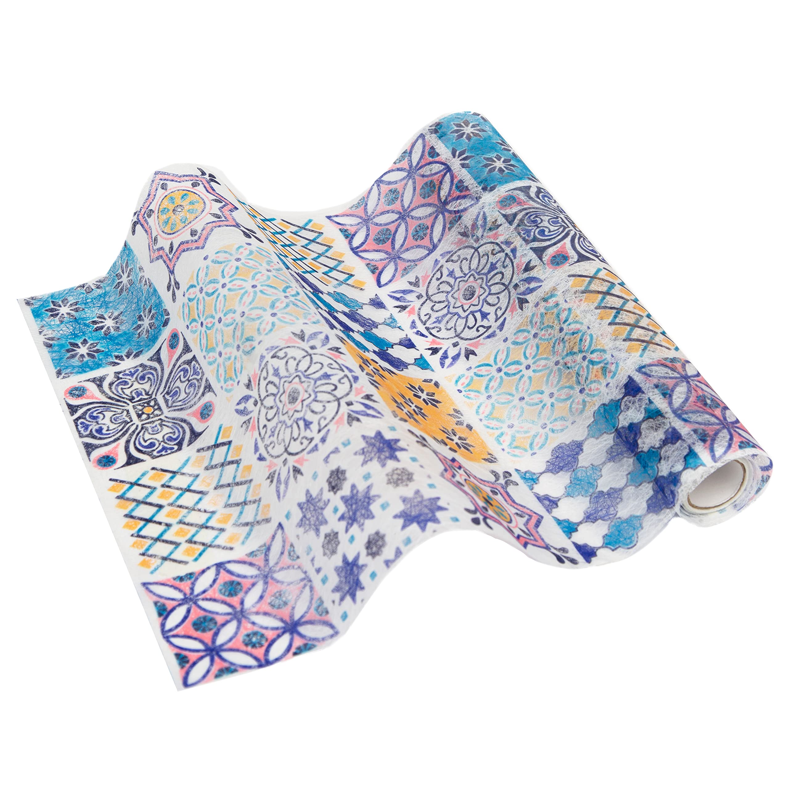 Talking Tables Moroccan Geometric Blue Fabric Table Runner Decoration for Birthday, Summer Party, Colourful Home Décor | Made from Polyester - 2m length