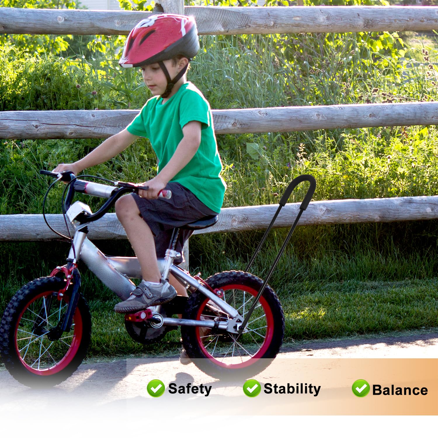 lasuroa Barra di Spinta per Allenamento per Bicicletta per Bambini, Barra di Spinta per Bicicletta Maniglia per Bicicletta Bambin Barra Spinta Bicicletta Bambini Altezza Regolabile