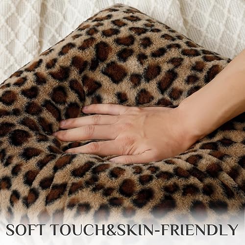 Miniatura 5 de Softalker - Juego de 2 fundas decorativas para almohada de guepardo, 18 x 18 pulgadas, de pelo sintético denso de conejo, para sofá, funda de