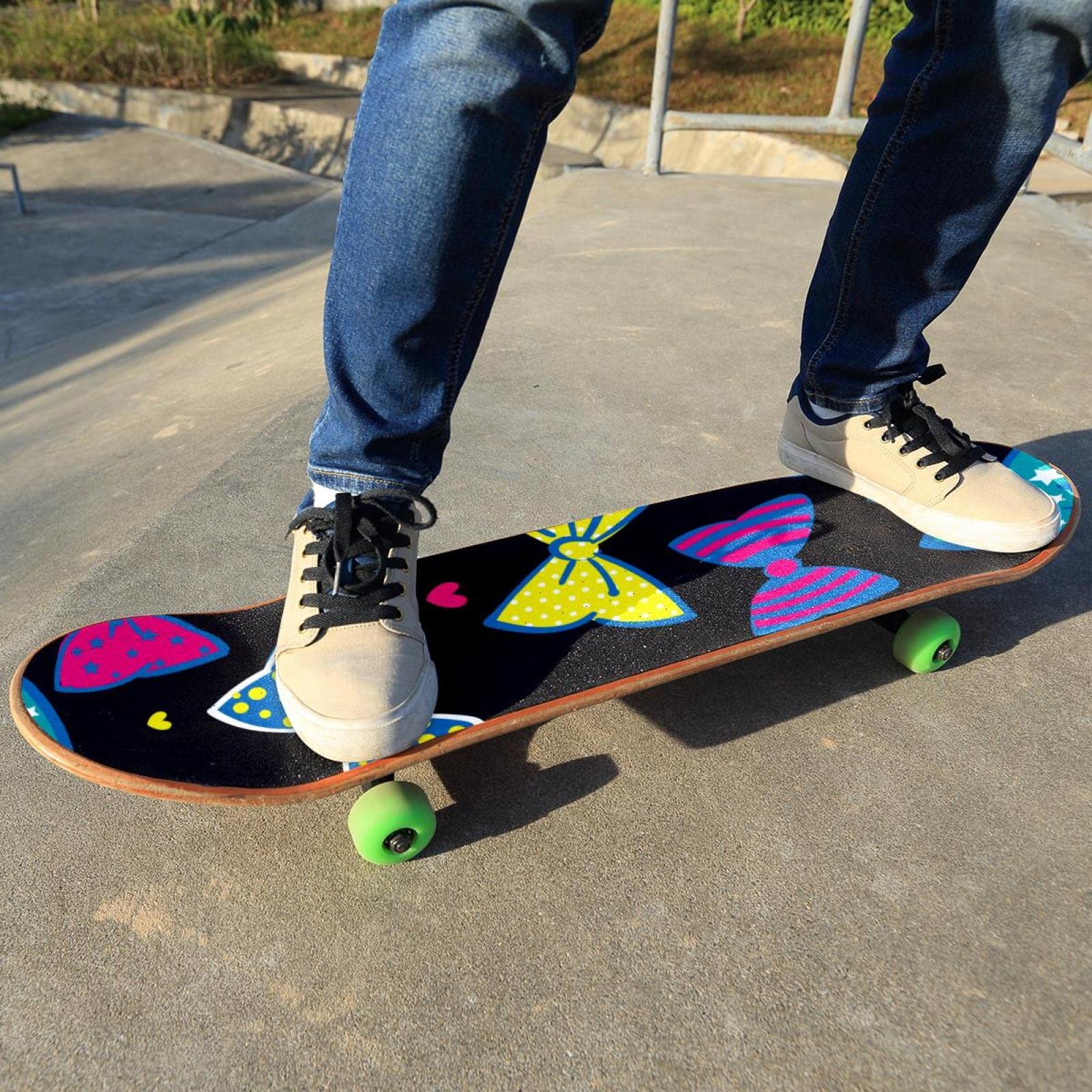 Lot de 2 feuilles de papier abrasif pour planche de skateboard Motif nœuds