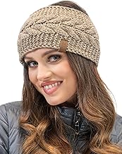 VIVISENCE Autumn and Winter Elastic Warm Fleece Lined Yarn Headband with Comfortable Patch Adjusted Medium Width Stretch Medium Height Acrylic Polyamide 7094