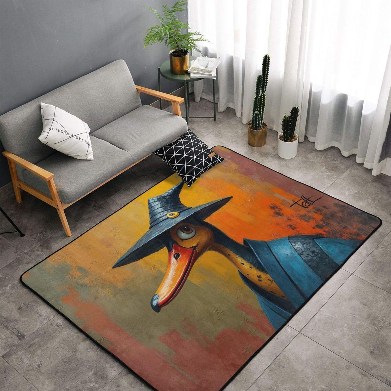 Tapis à imprimé canard bleu magique pour salon, chambre à coucher, tapis doux lavable de 9,1 x 152,4 cm, tapis antidérapant pour décoration de chambre à coucher, esthétique 152,4 x 99,1 cm
