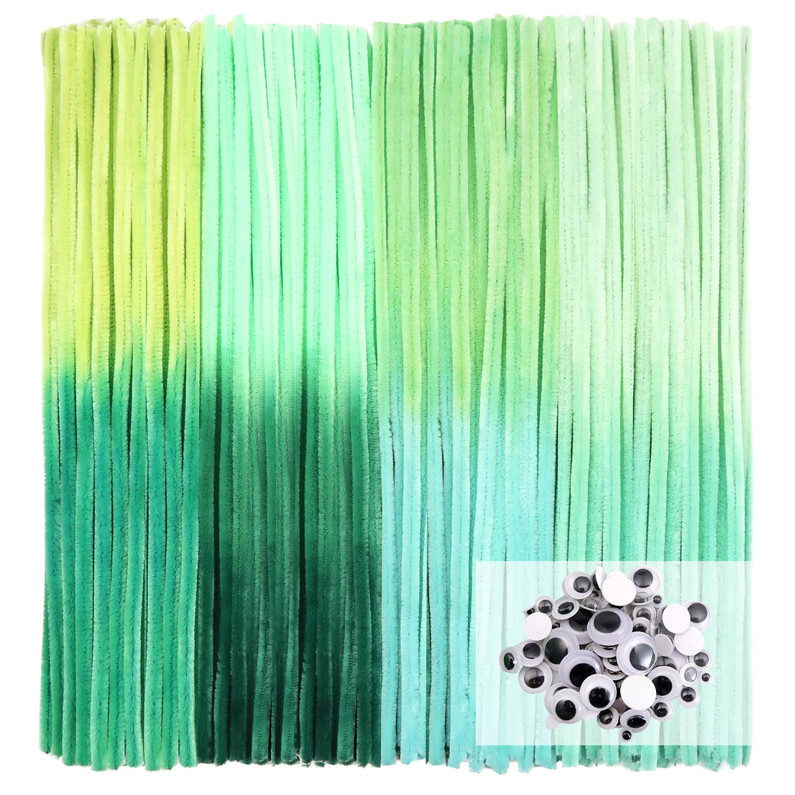 100 Scovolini Ciniglia Verdi + 100 Occhi Mobili Adesivi - Per Lavoretti Fai Da Te, Bambole E Decorazioni - Foto 5