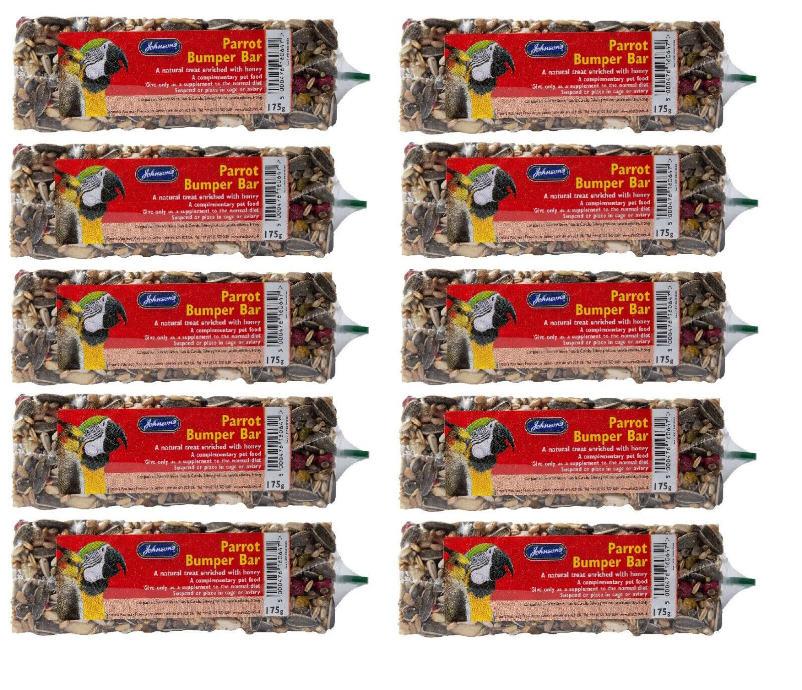 LEEWAY WOODWORKJOHNSONS PARROT BUMPER BARS - 170G - 1 TO 10 - CAGE TREAT SUNFLOWER SEEDS CLIP (X10)