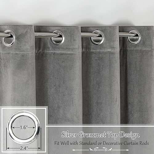 Miniatura 2 de Victree Cortinas de terciopelo grueso para dormitorio, cortinas de terciopelo grueso de 52 x 84 pulgadas de largo, bloquean la luz solar, con ojales