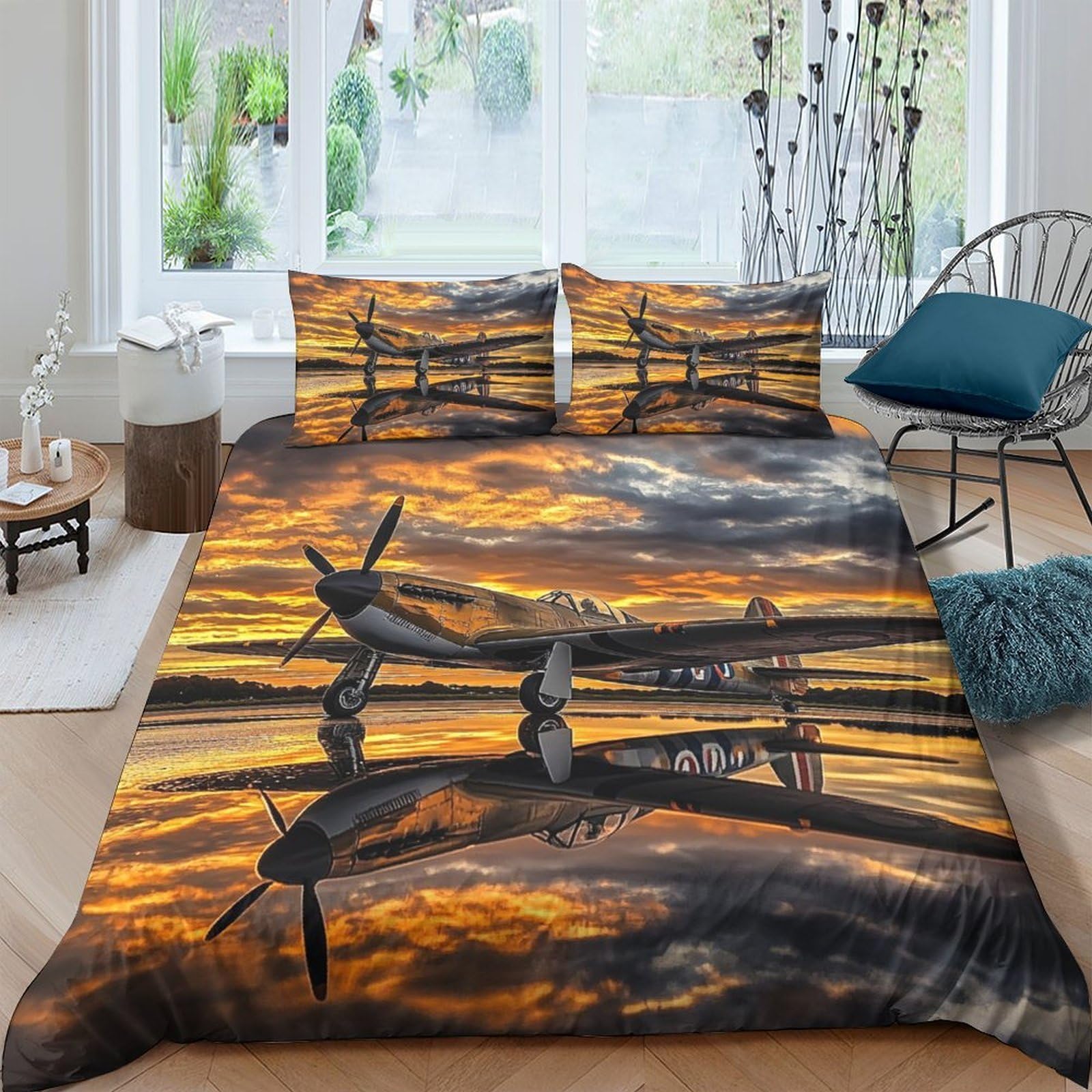 Ctjqhvkz Style-3 3D Printed Sunset Landscape Fitted Sheet Microfiber Soft Breathable Bridge Reflection Mattress Cover For Bedroom Dorm Decor Single（135X200cm）
