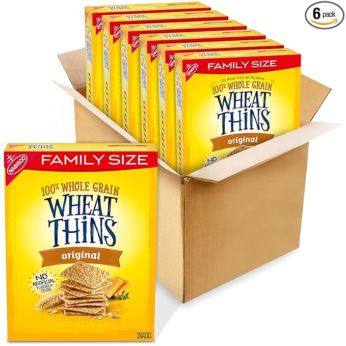 Wheat Thins Original Whole Grain Wheat Crackers, Family Size, 6 14