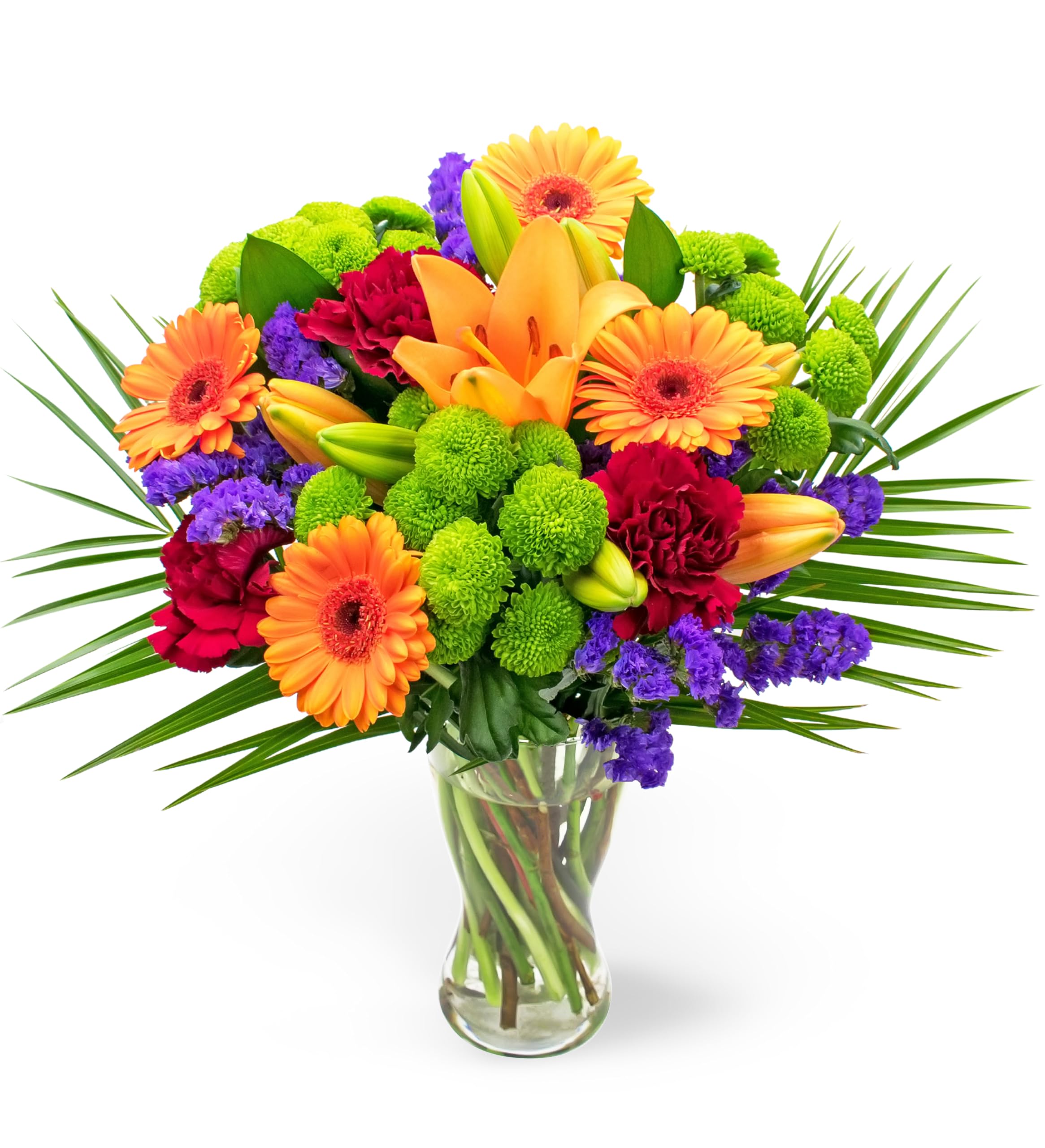Flowers with Vase - Joyful - Fresh Flowers - Birthday, Anniversary, Get Well, Thank You, Occasion Flower - Cut Floral Arrangement for Gifts, Weddings, Sympathy (Medium Joyful)