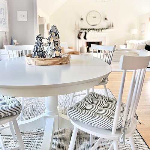 Miniatura 2 de Barnett Home Decor - Cojín para silla de comedor con cintas, relleno de espuma de látex, 100% algodón, fabricado en Estados Unidos, lavable a