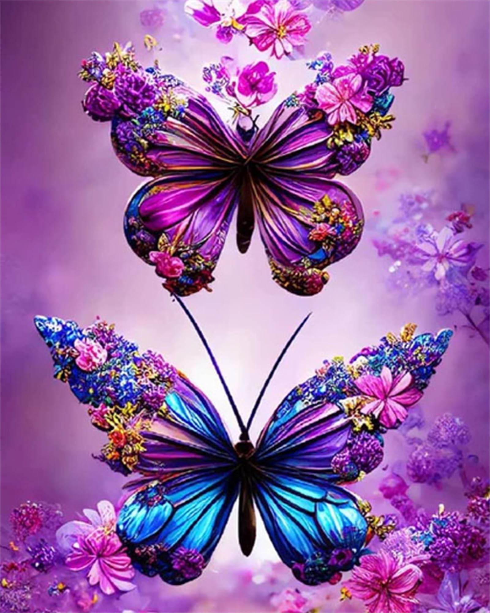 Lehaha Butterfly 5D Diamond Art Kits For Adults & Kids - Diy Flower & Crystal Art (30X40cm)