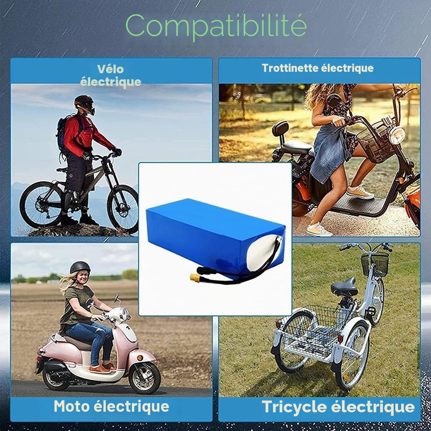 Batterie De Vélo Électrique 36V, 6Ah Batterie Électrique avec 42V Chargeur Batterie Haute Puissance Remplaçable Étanche Batterie pour 200W 500W 800W avec Chargeur