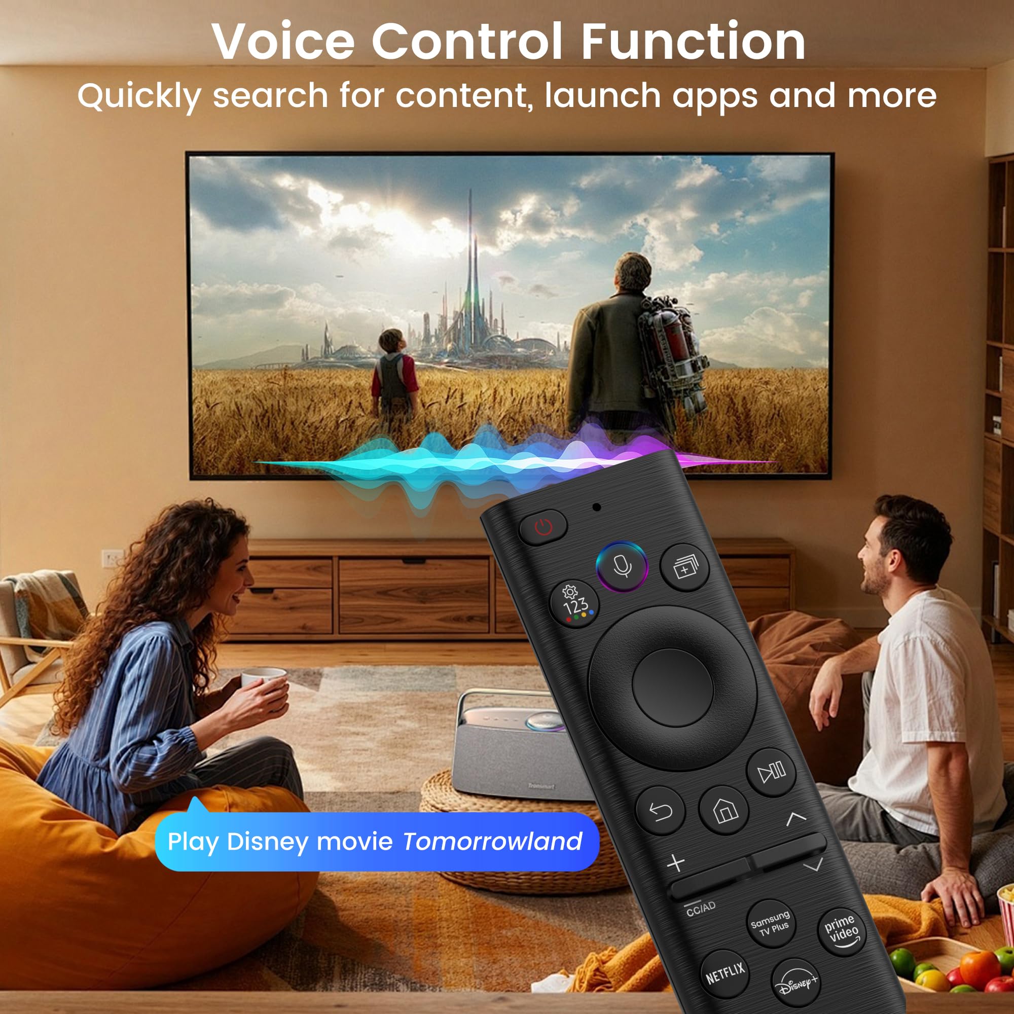 Telecomando vocale solare per TV Samsung, telecomando ricaricabile USB-C per Smart TV Samsung BN59-01385A 2025-2018