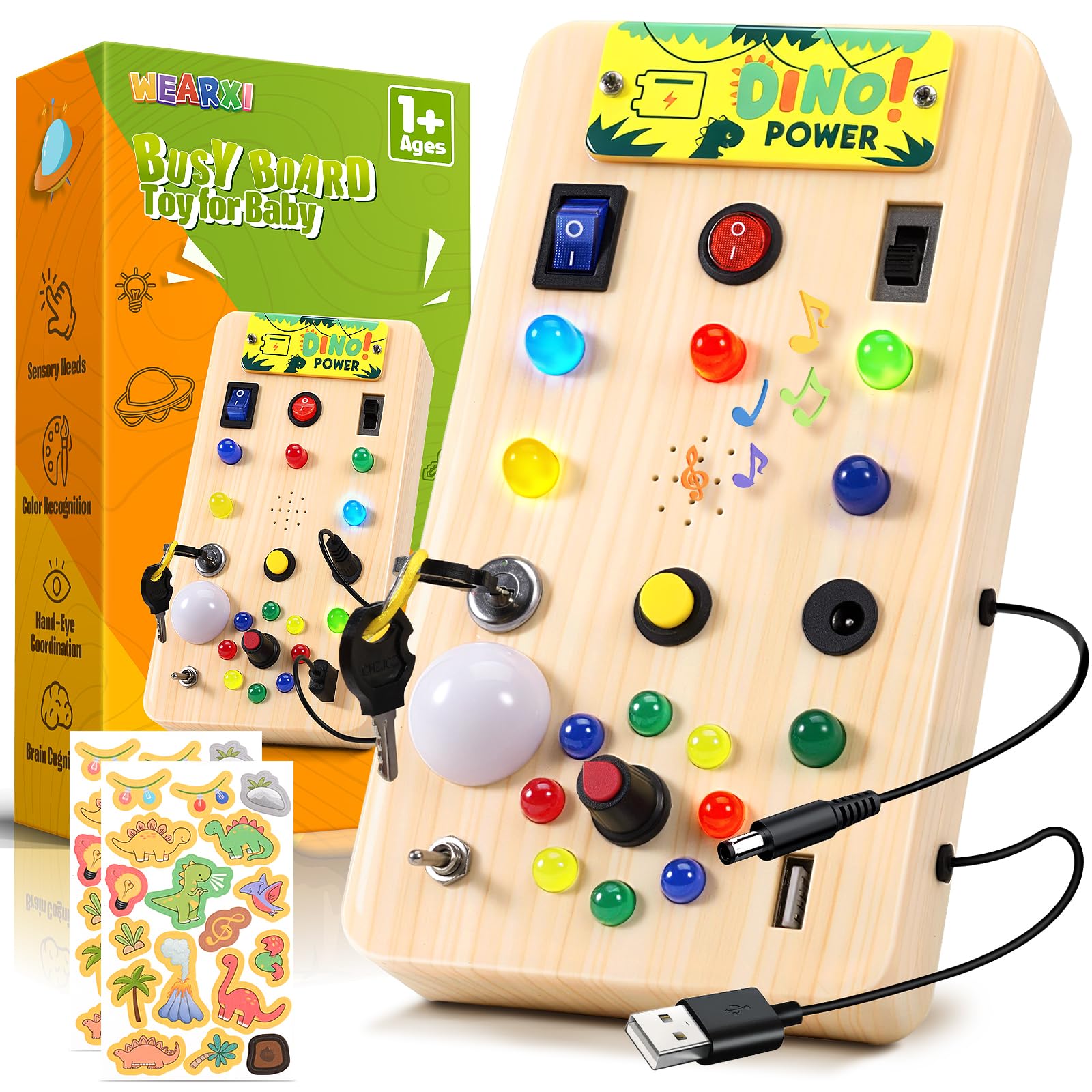 Jouet Bébé 1 An Busy Board Montessori - Tableau D’activités 8-en-1 Avec Lumière Et Son - Développe Motricité Et Concentration