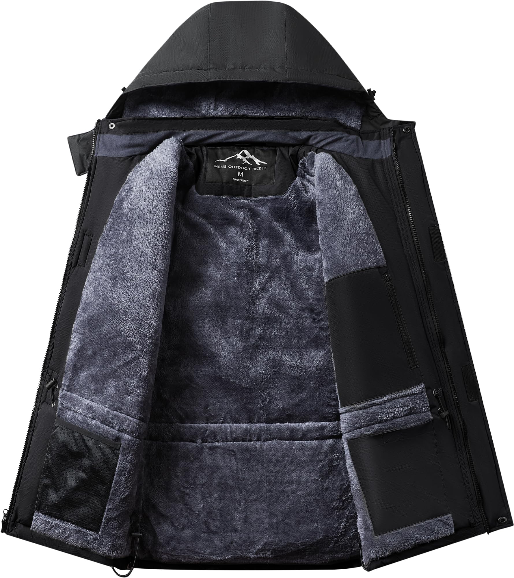 Tansozer Uomo Impermeabile Giacca Invernale Antivento caldo Sci Cappotto in Pile con Cappuccio Rimovibile