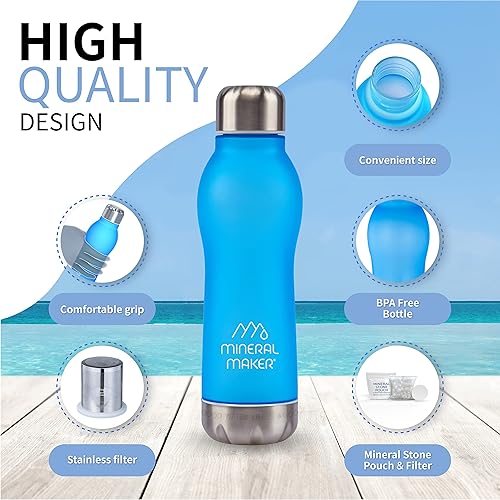 Miniatura 2 de Botella de agua mineral de iones alcalinos mejorada con magnesio, 99.9% de agua pura con pH natural, sin BPA, vaso de Tritan deportivo, viajes,