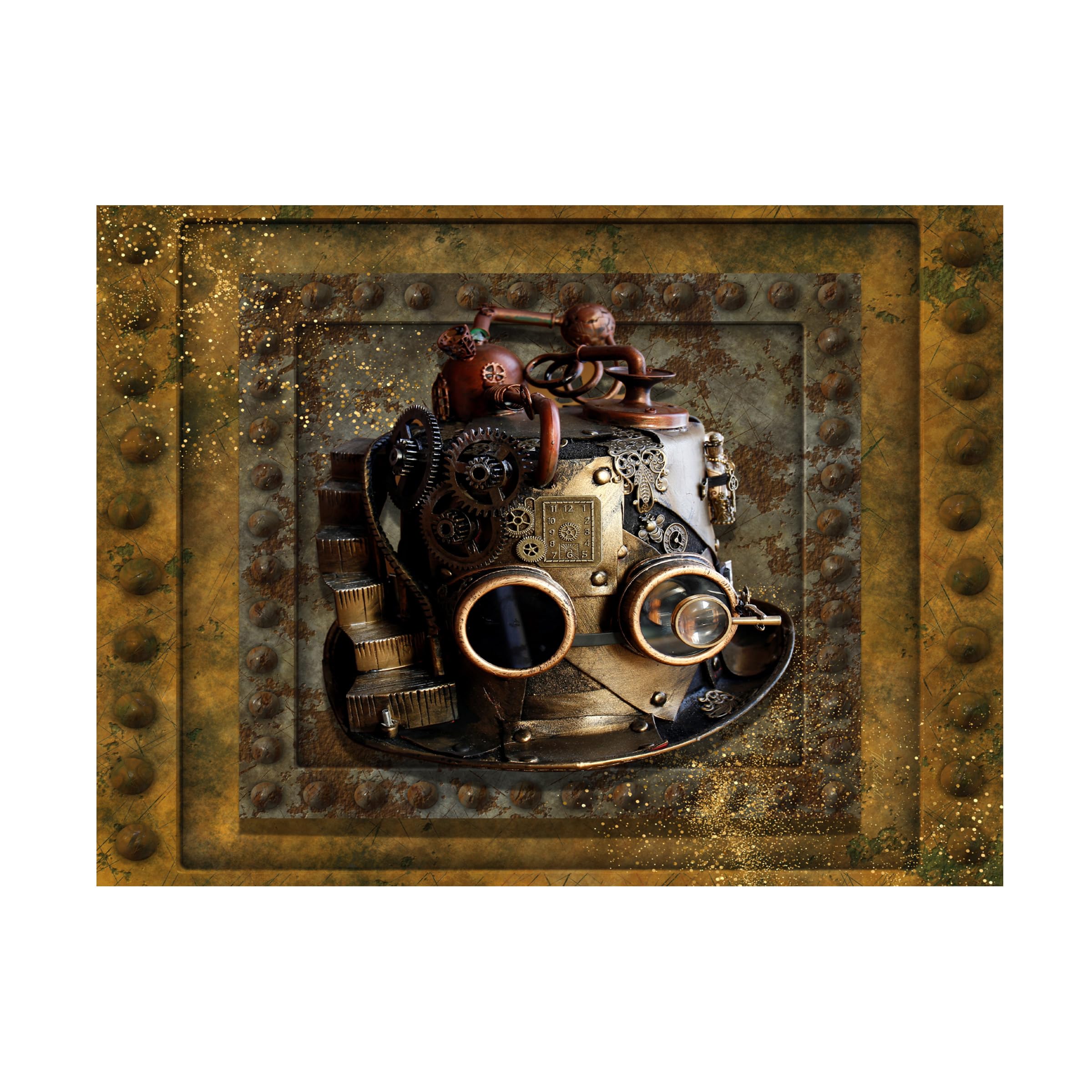 Trademark Fine Art Canvas Wall Art - Tina Mitchell Steampunk Hat Wall Art for Living Room Bedroom or