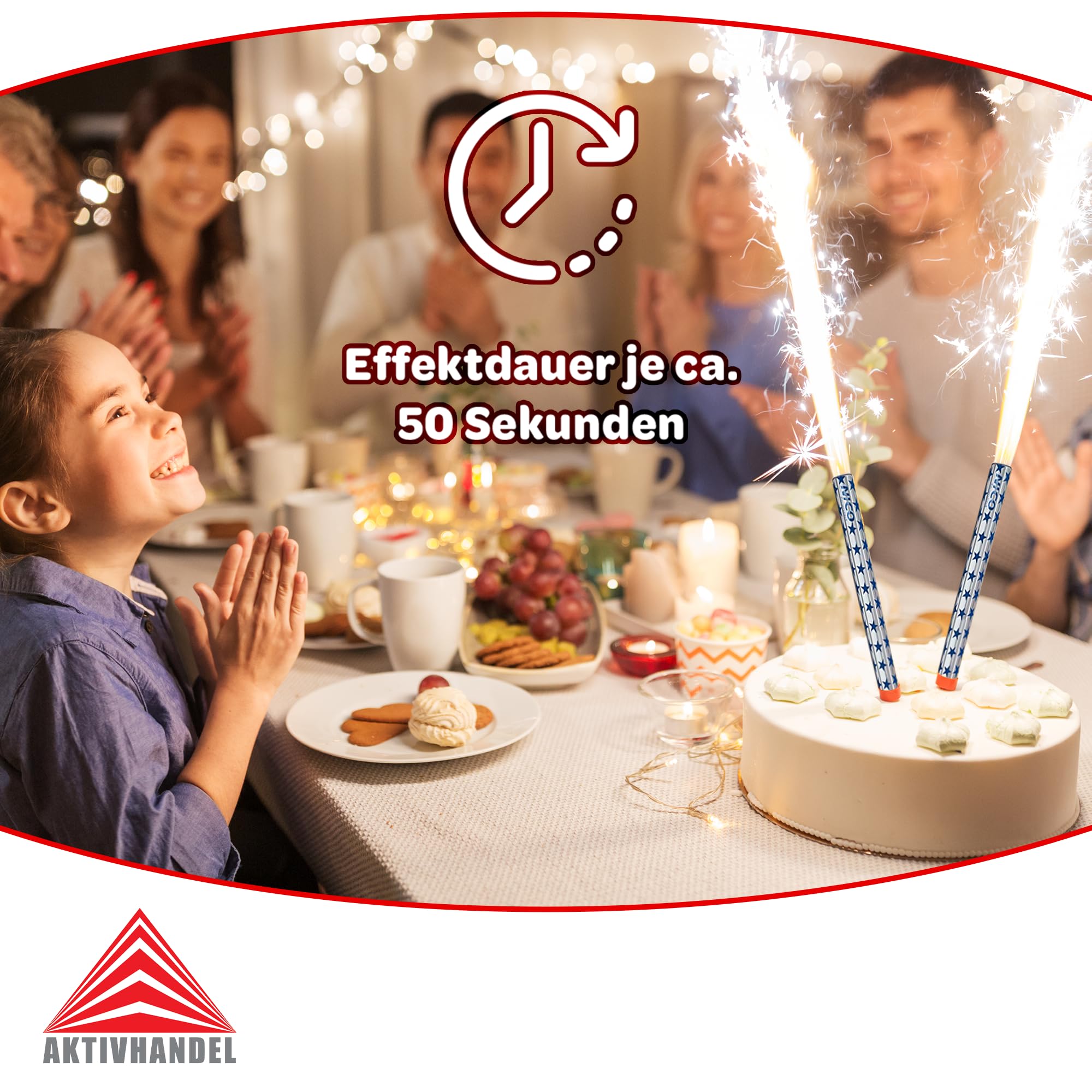100 Zaubersterne, Fontänen für Torten und Kuchen, für drinnen und draußen, Zimmerfontänen, 50 Sekunden Brenndauer, Kat F1 Feuerwerk inkl. Einkaufswagenchip
