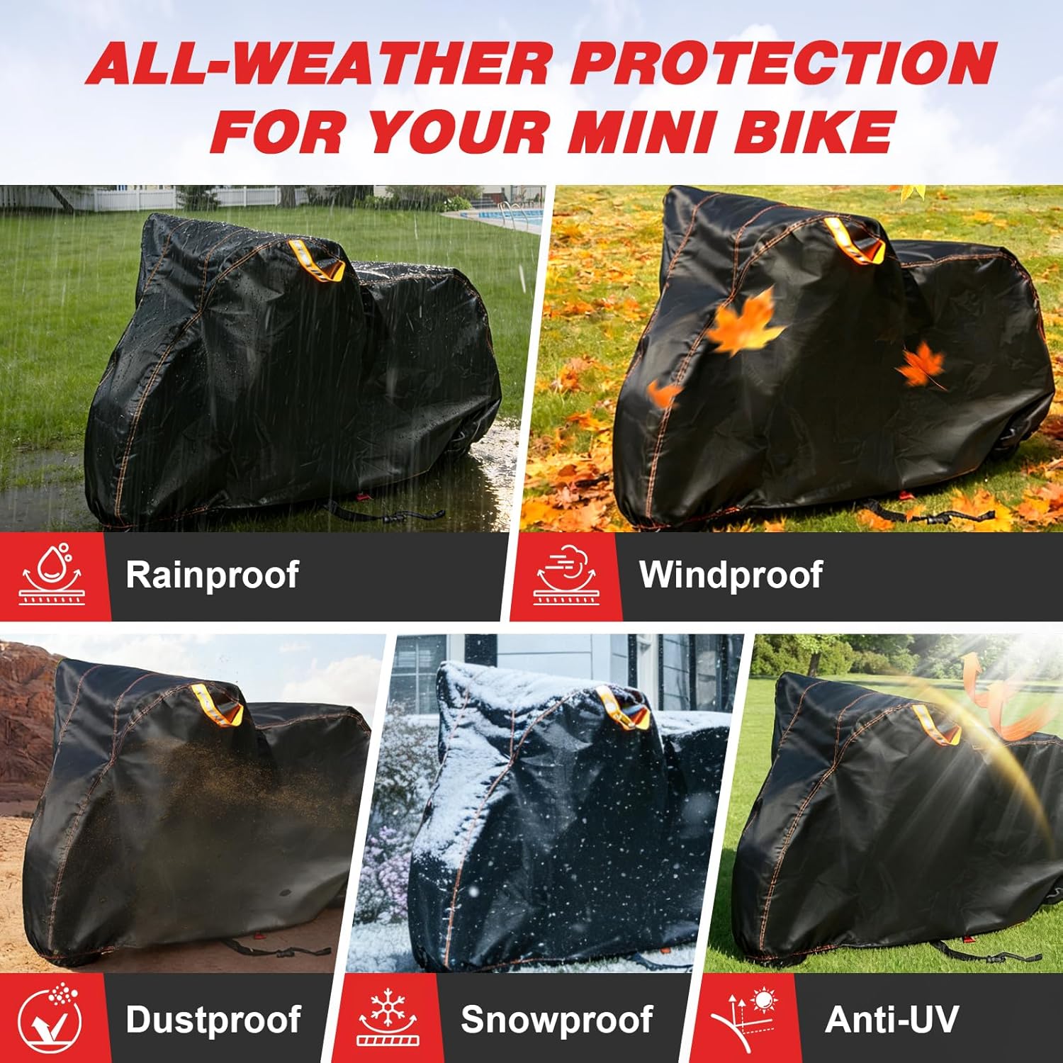 Mini Bike Cover, Mini Bike Cover Waterproof Outdoor for Coleman CT100U CC100X B100 Baja Doodle Bug DB30 Motovox MBX10 MBX11 GMB100 Mini Bike Parts with Windproof Buckles (S)