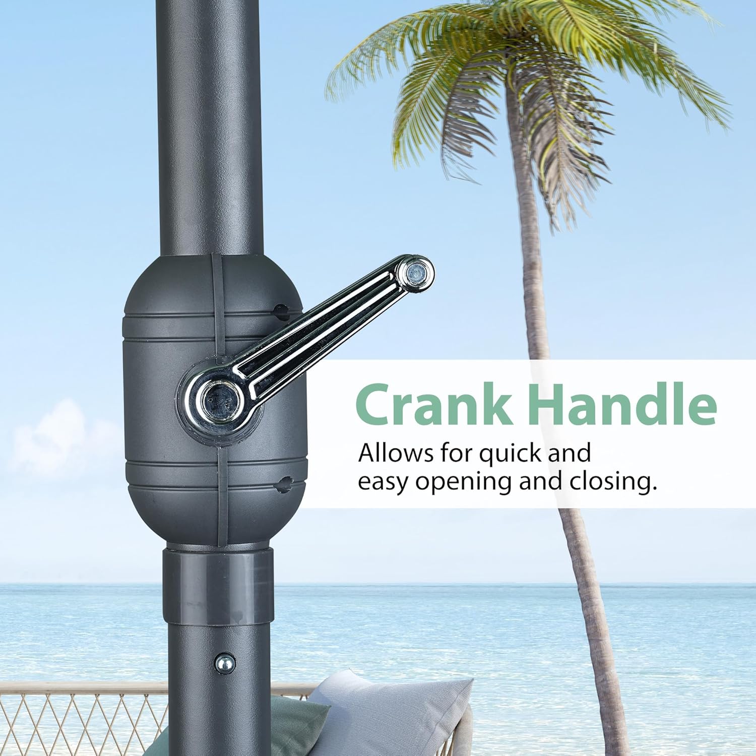 GDY 15 ft Patio Umbrella 3-Tier Ventilated, Easy-Turn Crank and Lock Bolt, Mint Green