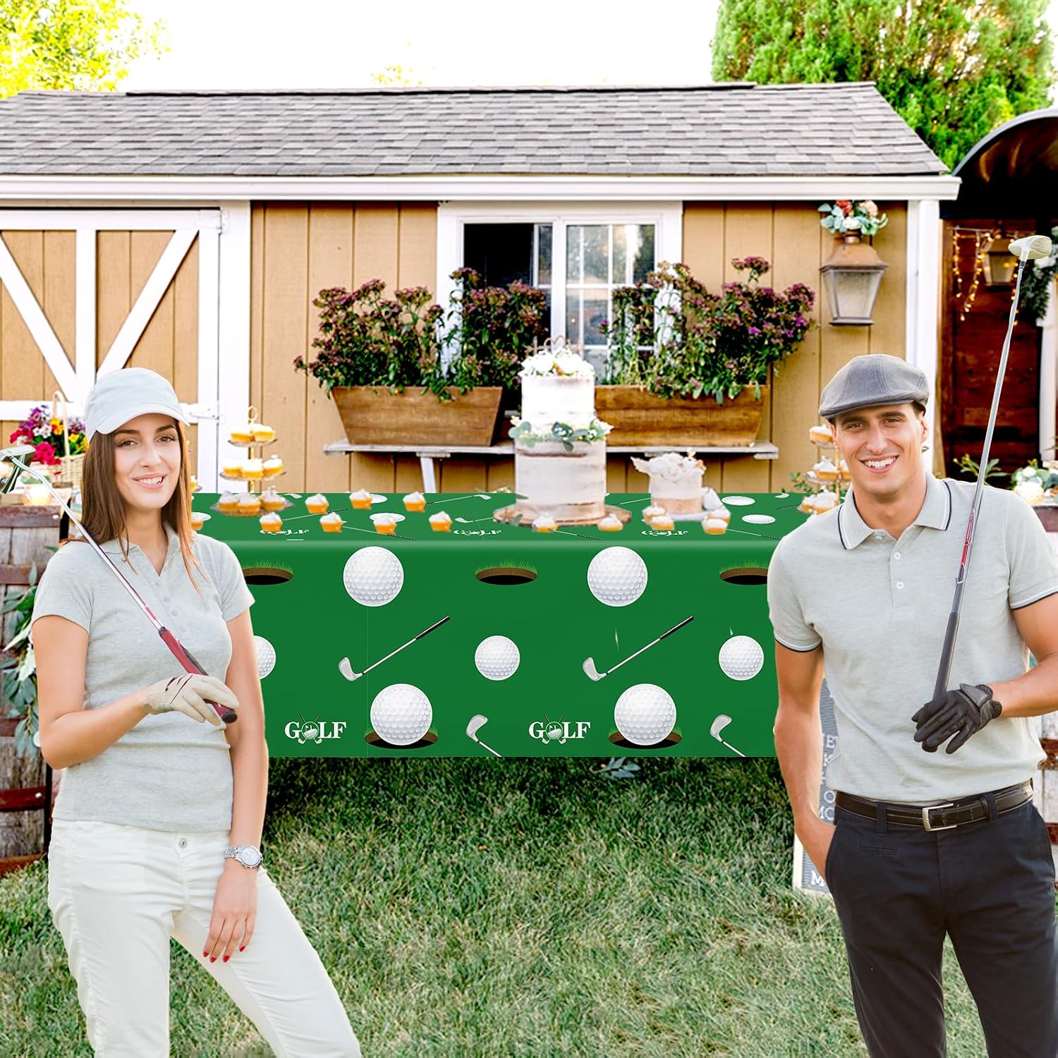Golf Decorations Tablecloth,2pcs Golf Table Cloth Plastic Golf Party Decorations Table Cover for Sports Themed Golf Birthday Party Decorations,87 X 51 Inch