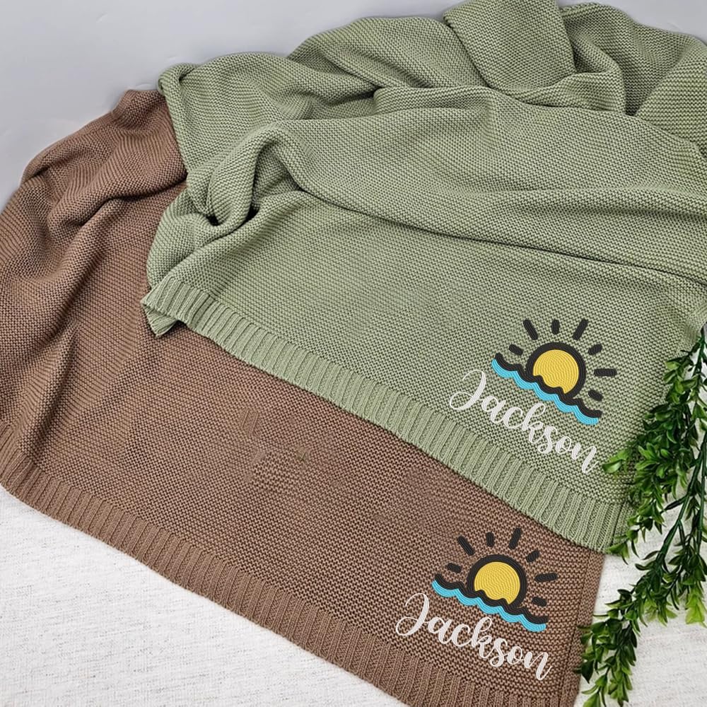 Noni Personalized Baby Blanket with Name for Boys Girls, Baby Blanket, Custom Baby Blankets with Name, Embroidered Baby Blanket, Custom Knit Baby Blankets, Baby Gifts
