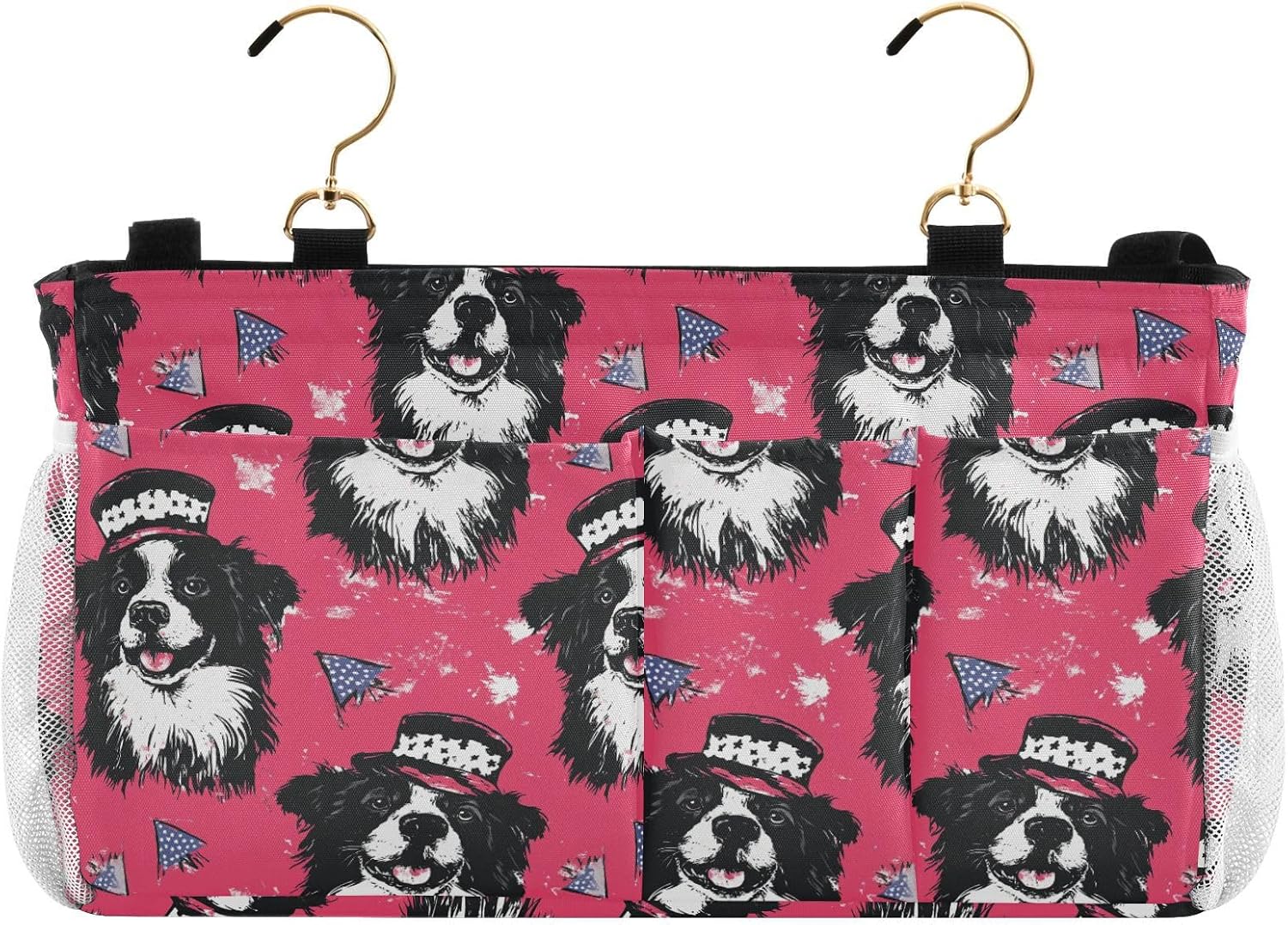 Cartoon Cute Black Dog Bedside Hanging Storage Basket Bedside Storage Bag for TV Remote Control, Phones, Magazines, Tablets, Accessories organizador de mesa noche