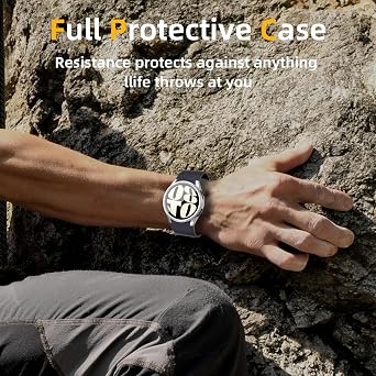 [6+6 Pack] for Samsung Galaxy Watch 7 44mm Screen Protector Case, Scratch Resistant Anti-Fog Tempered Glass Film and Hard PC Protective Bumper Compatible with Galaxy Watch 7 44mm Accessories