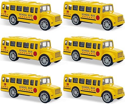 6 Pack 3.5" Pull Back Yellow Small Size School Bus Playset,Durable Die-cast Metal Toy Vehicles,Party Favors,Best Birthday Gift for Boys Girls Kids Toddlers