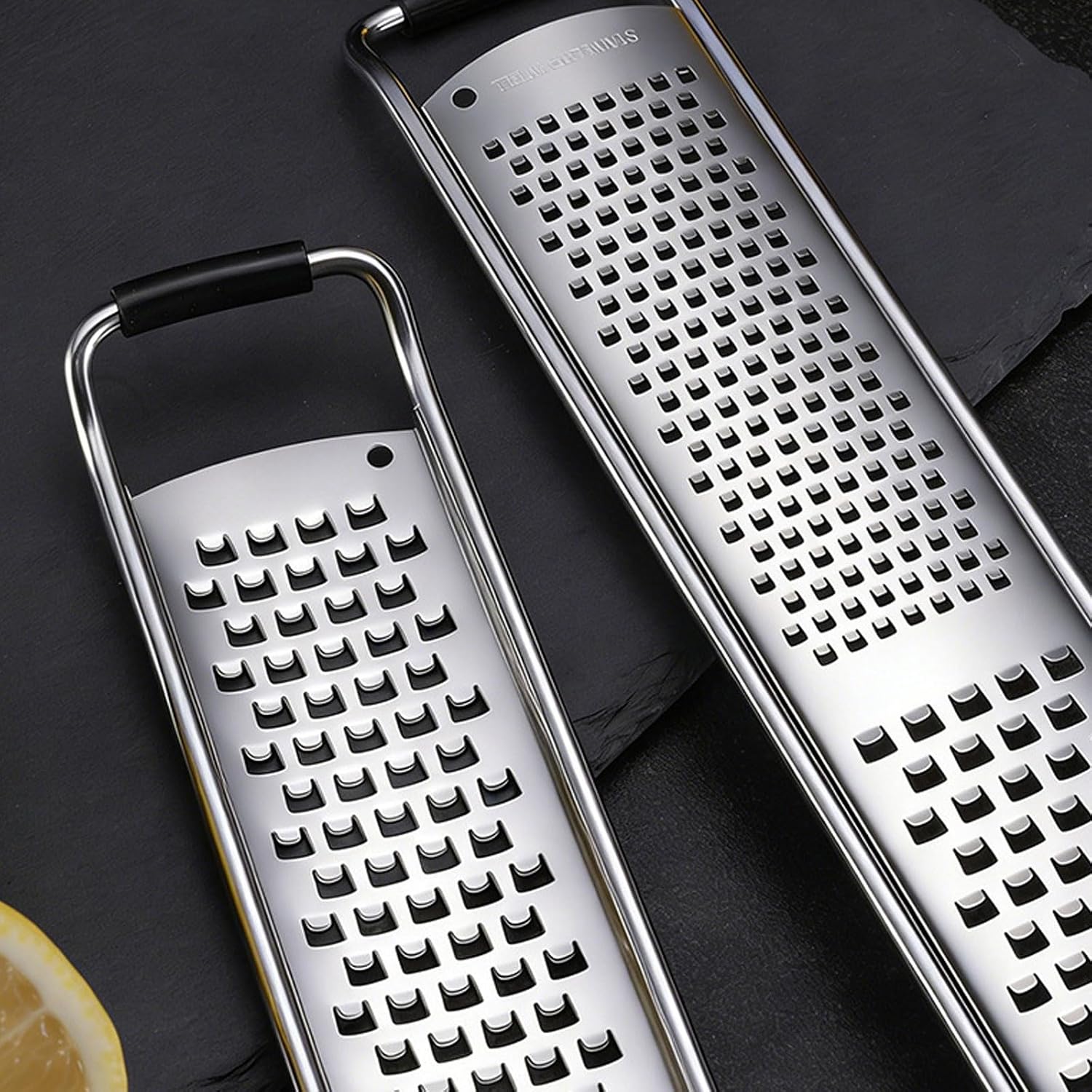 Compact Handheld Zester Tool for Fruits Cheese and Chocolate Feature Piercing 304 Nonrust Steel and Protective Cover Handheld Lemon Zester