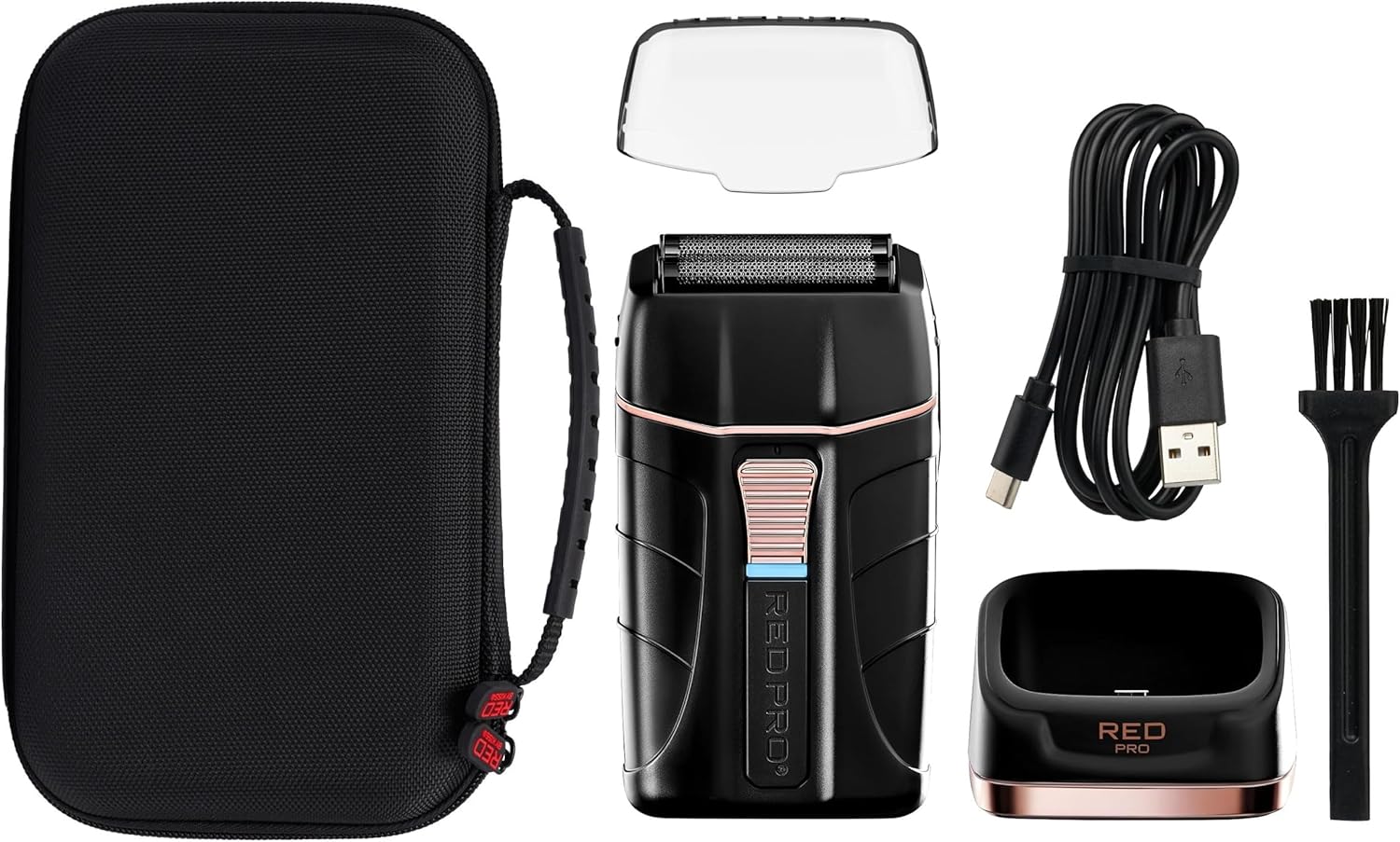 RED Pro Titanium Foil Shaver Cord/Cordless Shaver and Men's Grooming Pouch